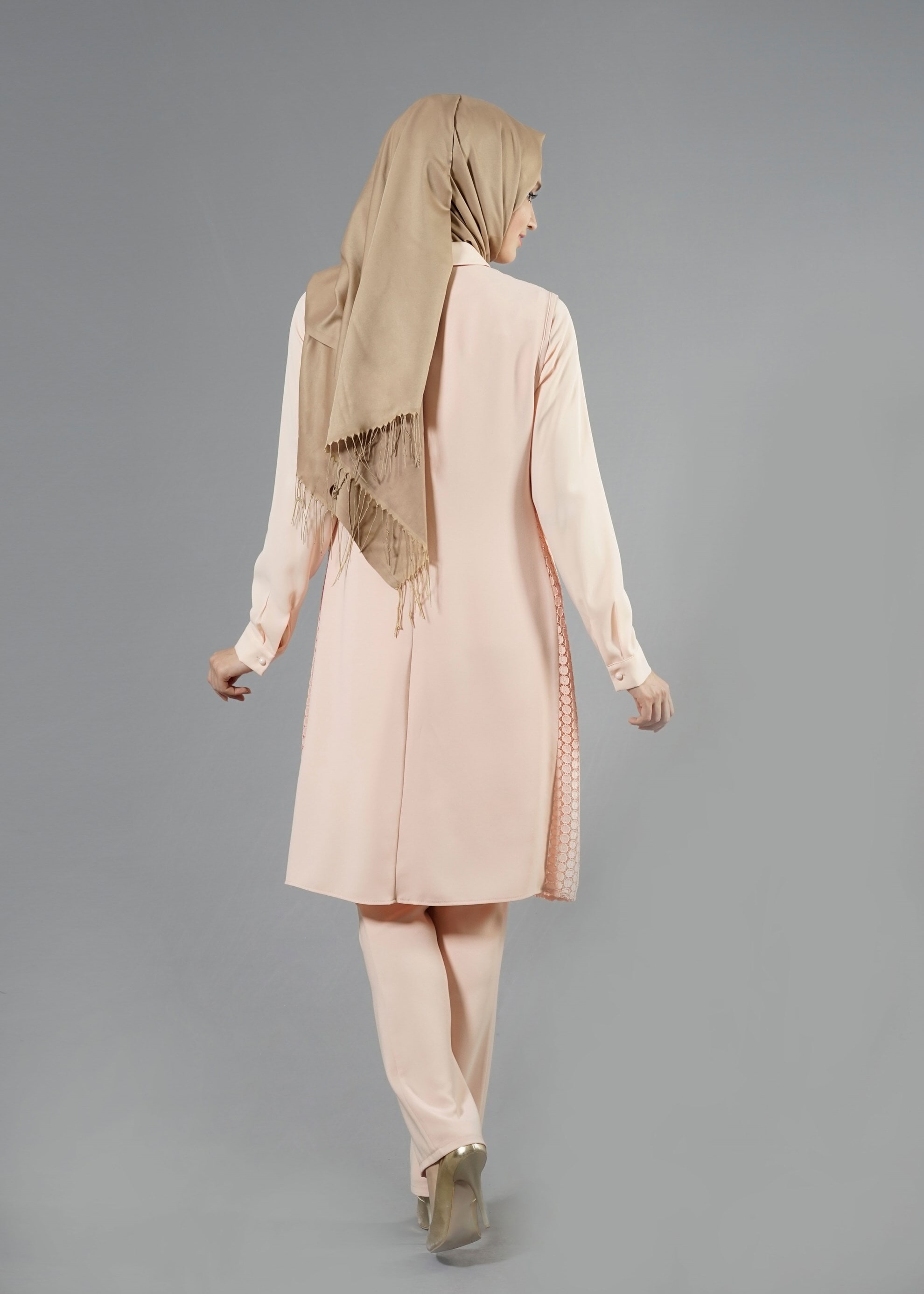 Tesettür giyim PUDRA 3284 Maral Tesettür 5985 3&prime;lü Pant.Takım 38/46