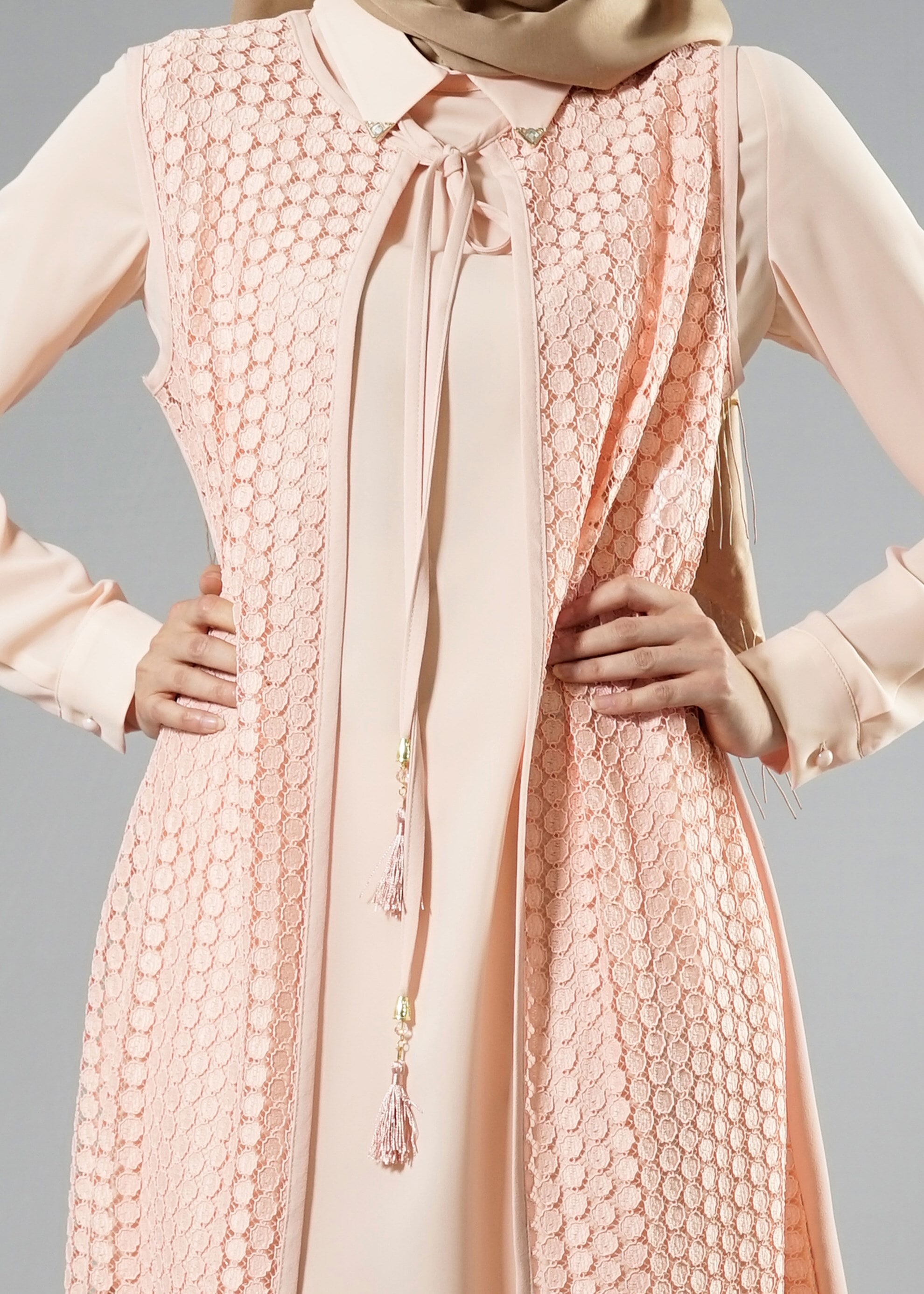 Tesettür giyim PUDRA 3284 Maral Tesettür 5985 3&prime;lü Pant.Takım 38/46