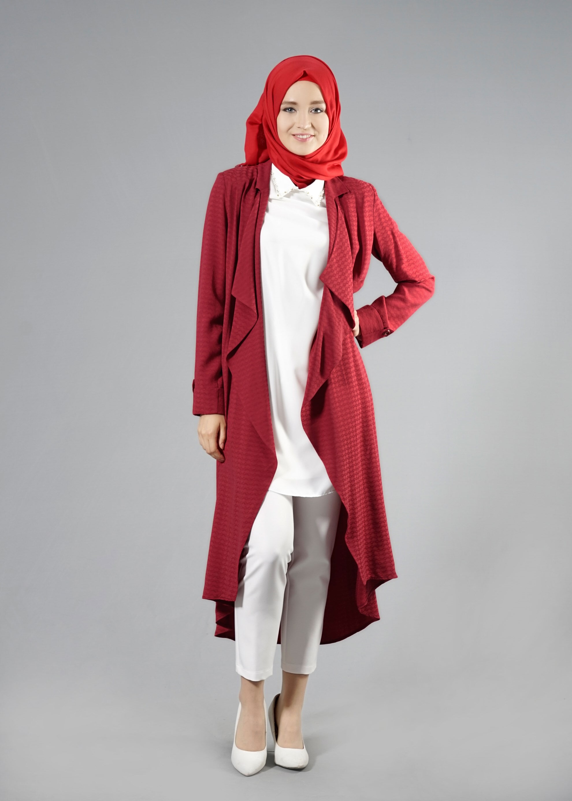 Tesettür giyim BORDO 3289 Jakar Tesettür 041 3&prime;lü Pant.Tkm.40/48 TEK38