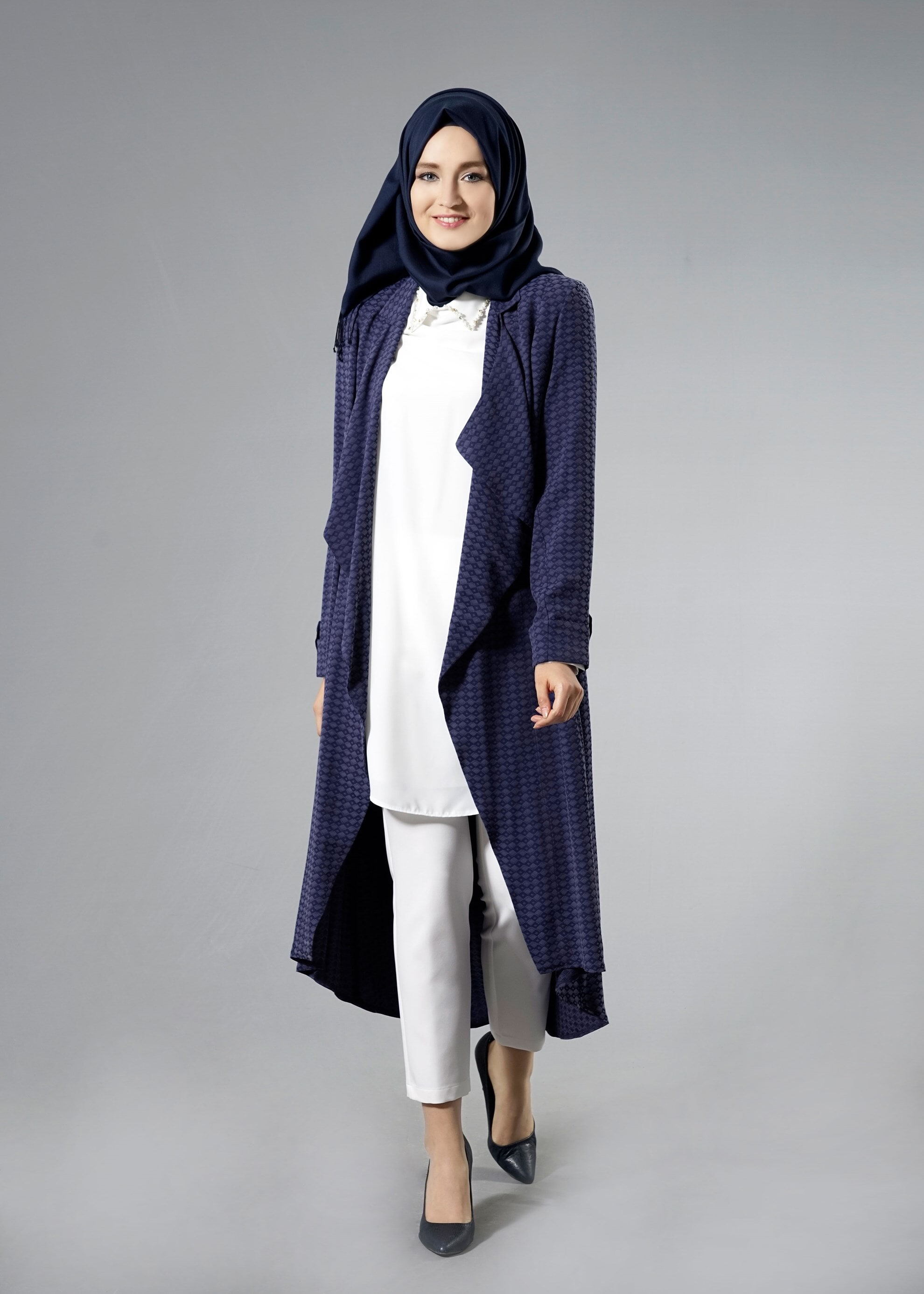 Tesettür giyim LACİVERT 3289 Jakar Tesettür 041 3&prime;lü Pant.Tkm.40/48 TEK38