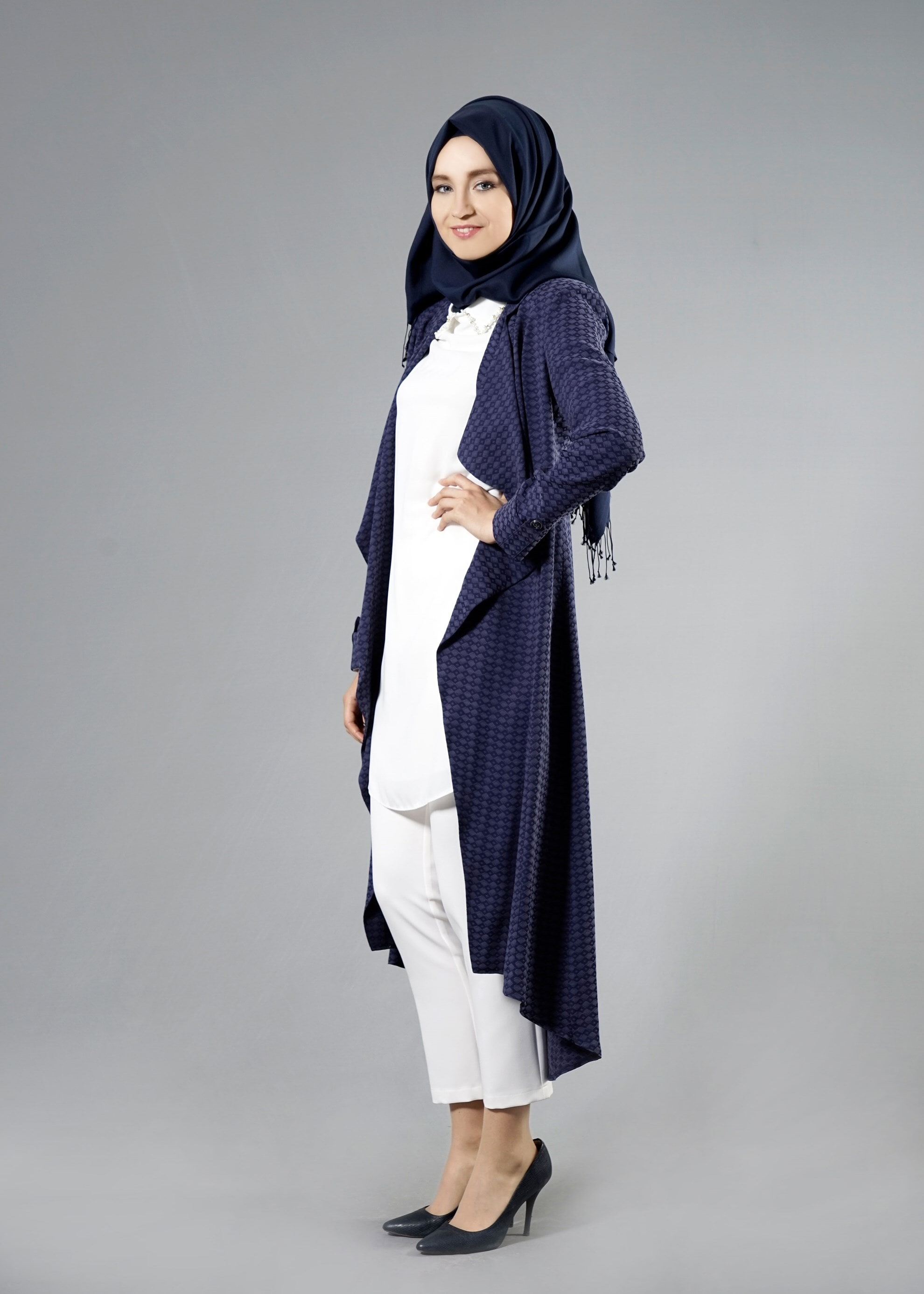 Tesettür giyim LACİVERT 3289 Jakar Tesettür 041 3&prime;lü Pant.Tkm.40/48 TEK38