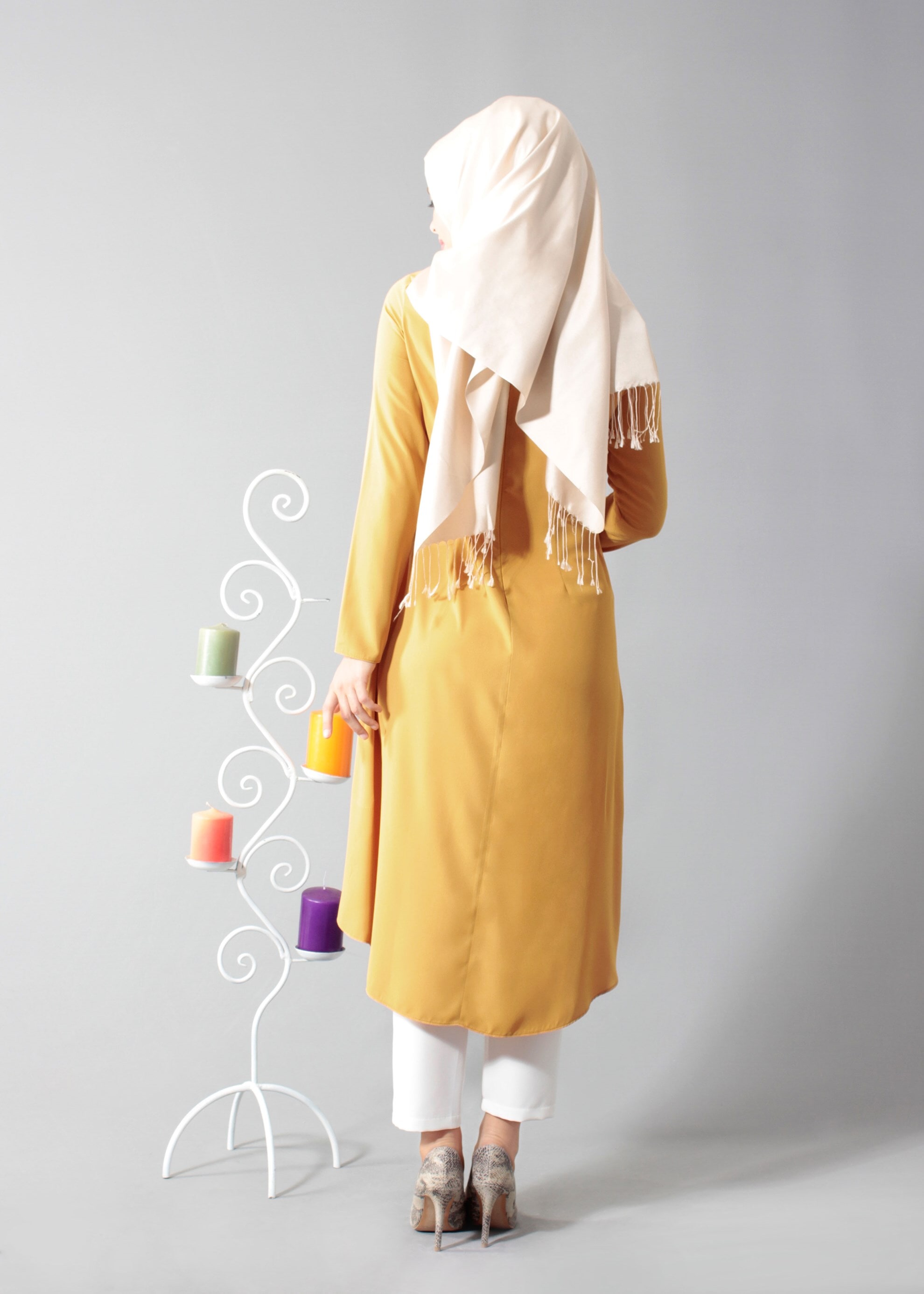 Tesettür giyim SARI 3299 6277 Tesettür 2&prime;li Pant.Takım 38/46 TEK40