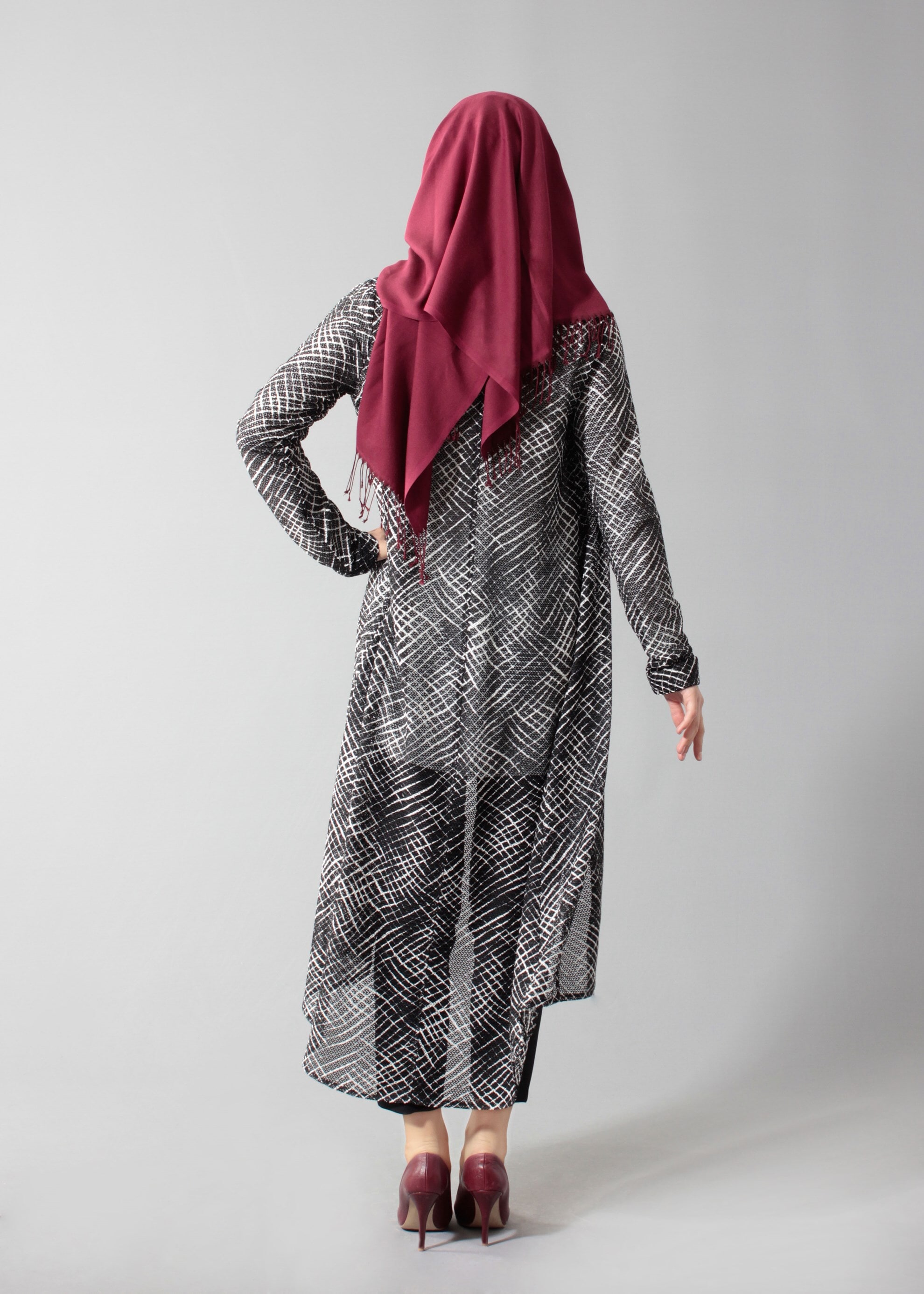 Tesettür giyim SİYAH 3252-2 Rolls Tesettür 3&prime;lü Pant.Takım 38/46 TEK38