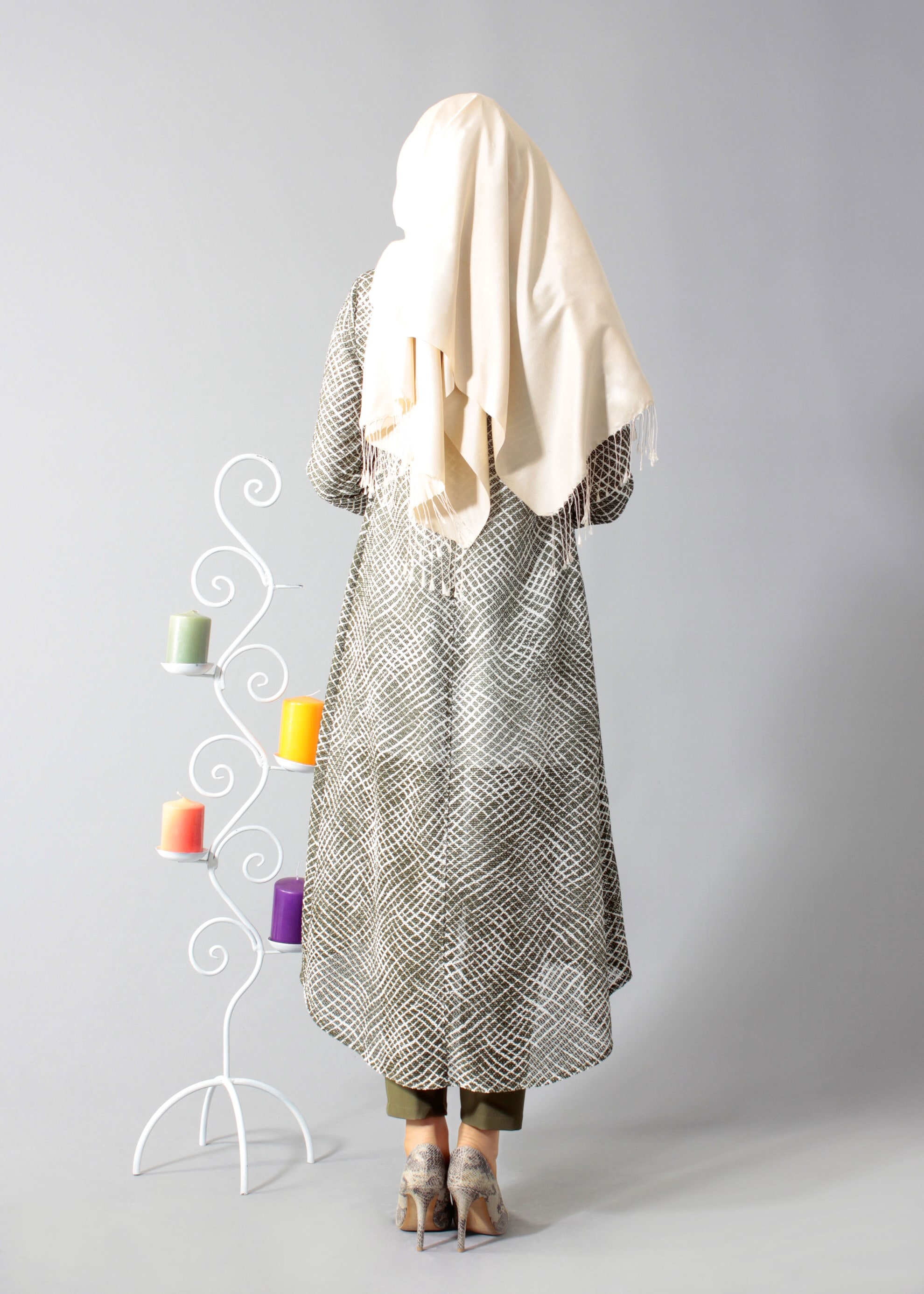 Tesettür giyim HAKİ 3252-2 Rolls Tesettür 3&prime;lü Pant.Takım 38/46 TEK38