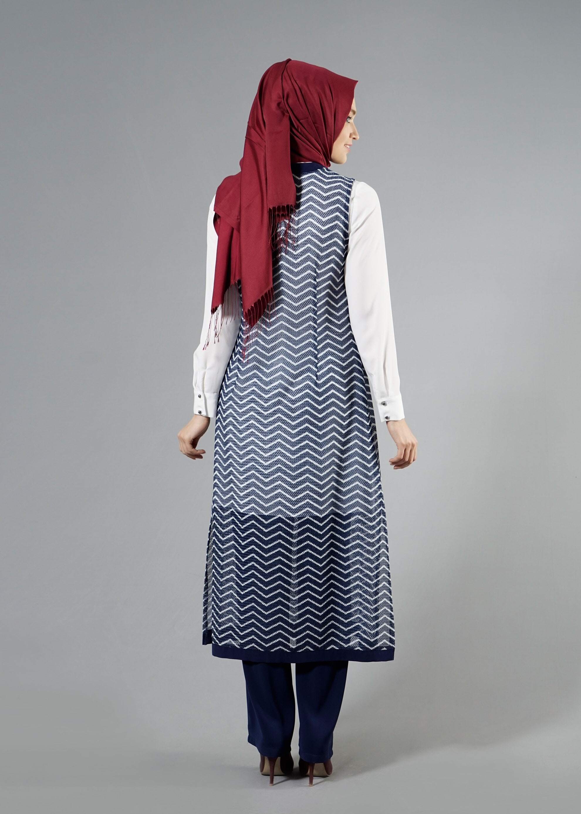 Tesettür giyim LACİVERT 3255-3 Faro 3&prime;lü Pnt.Tesettür.Takım 38/46