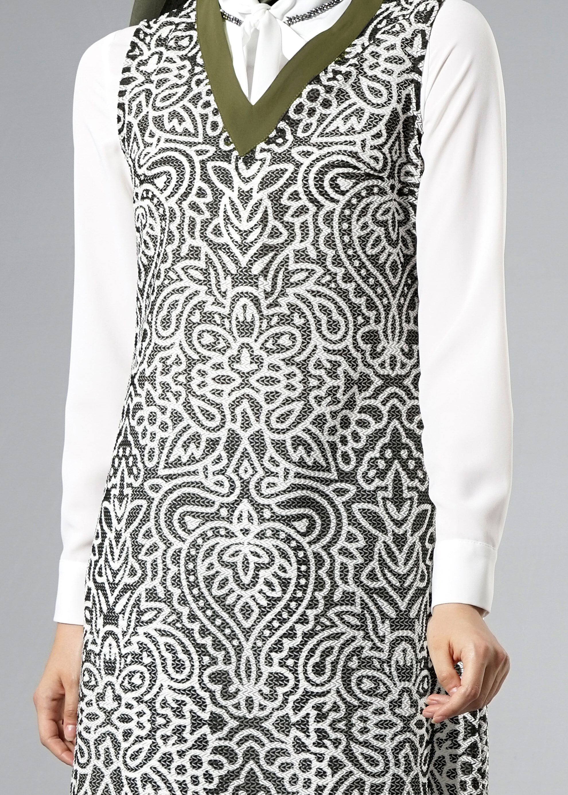 Tesettür giyim HAKİ 3255-4 Padinus Tesettür 3&prime;lü Pnt.Tkm.38/46