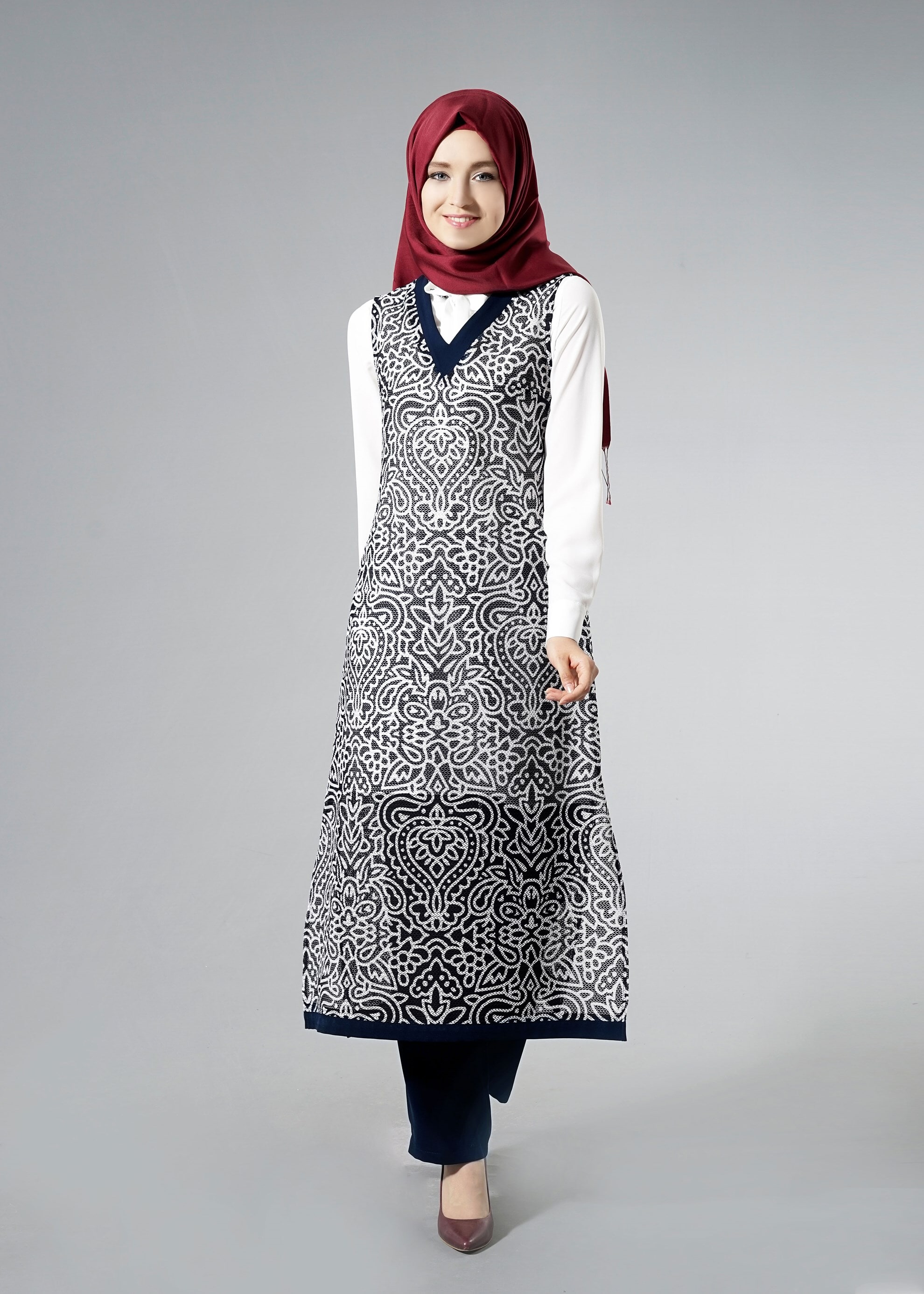 Tesettür giyim LACİVERT 3255-4 Padinus Tesettür 3&prime;lü Pnt.Tkm.38/46