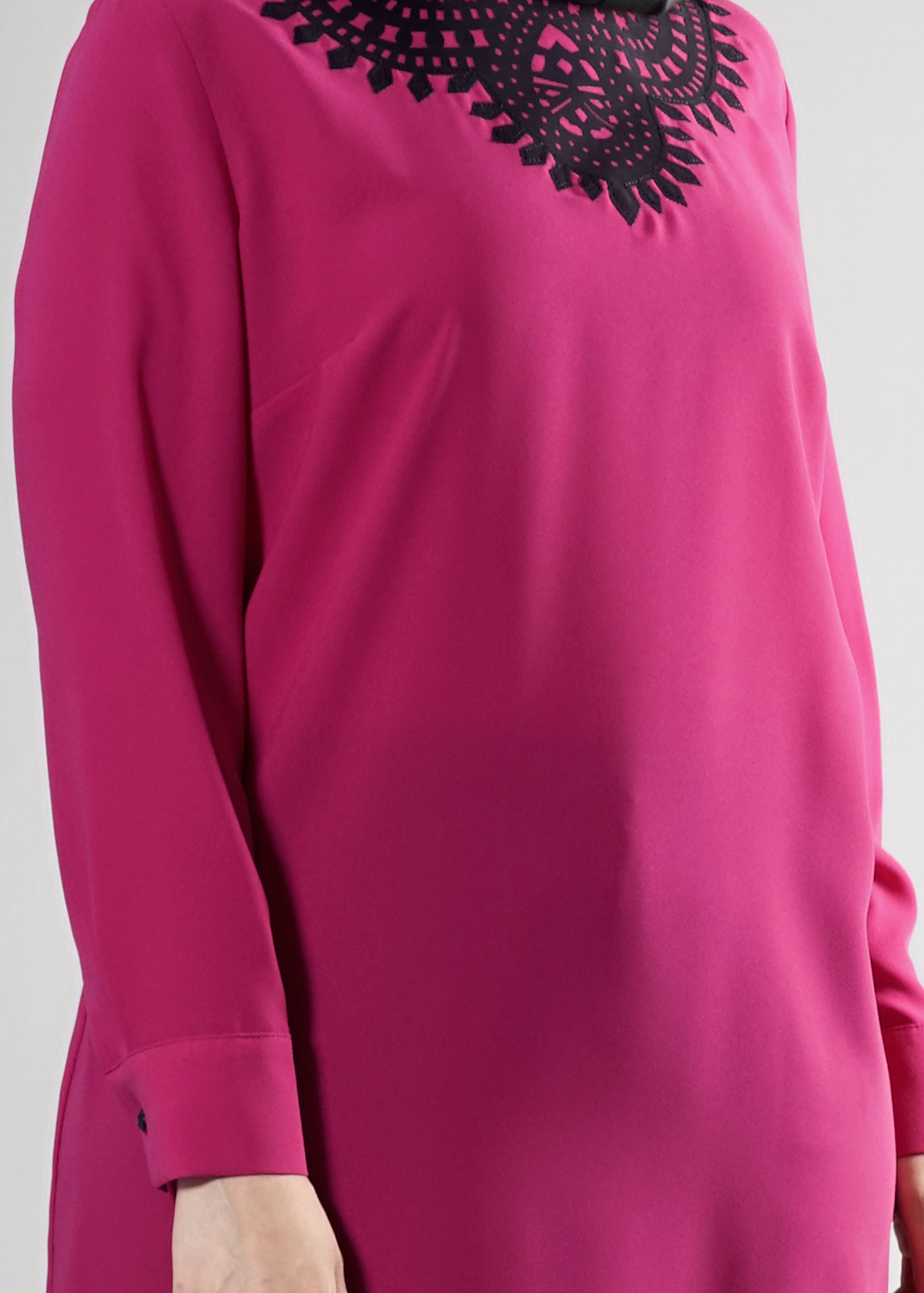 Tesettür giyim FUŞYA 2559 Nil Crep Tesettür Tunik 44/50 TEK42