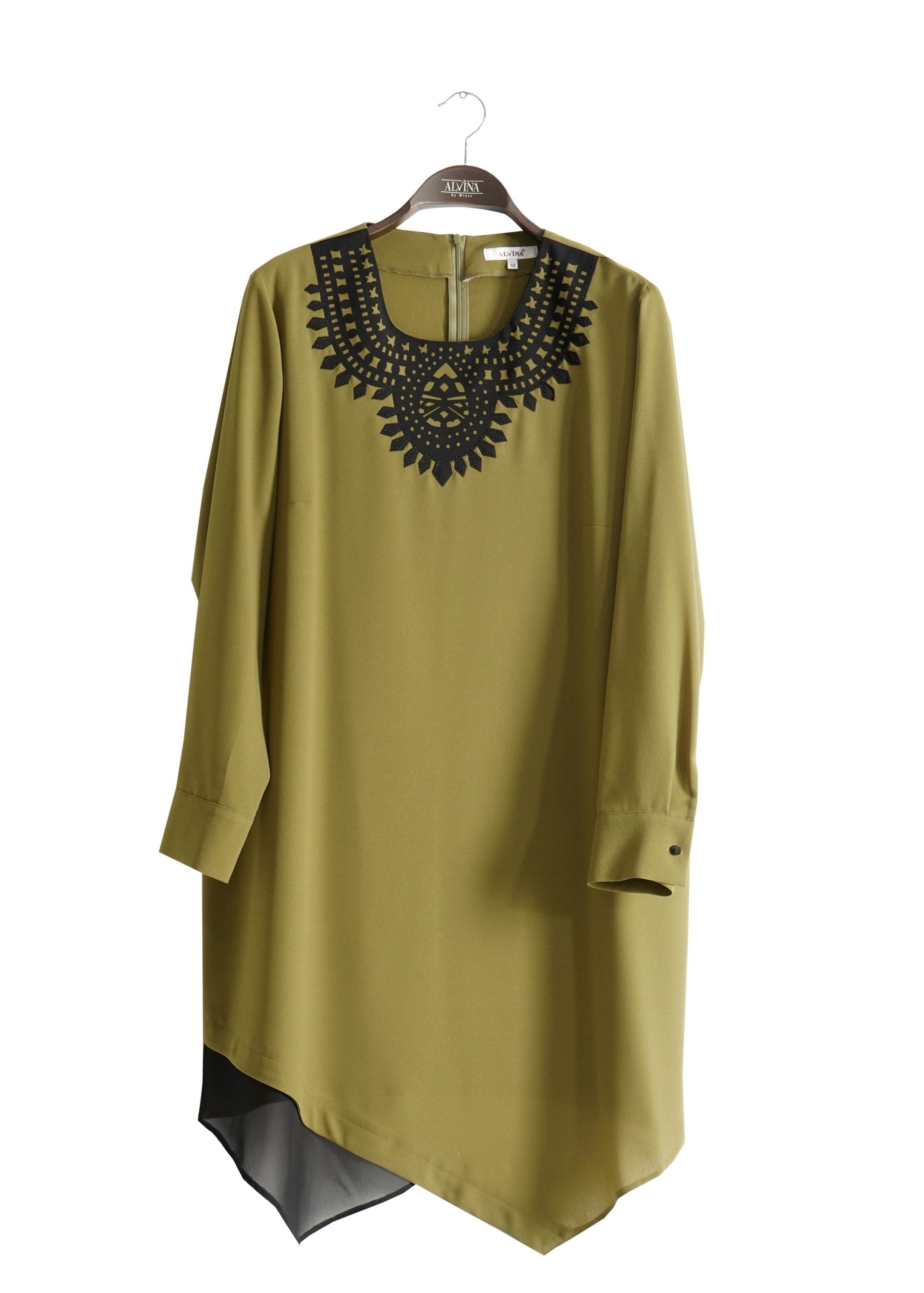 Tesettür giyim YEŞİL 2559 Nil Crep Tesettür Tunik 44/50 TEK42