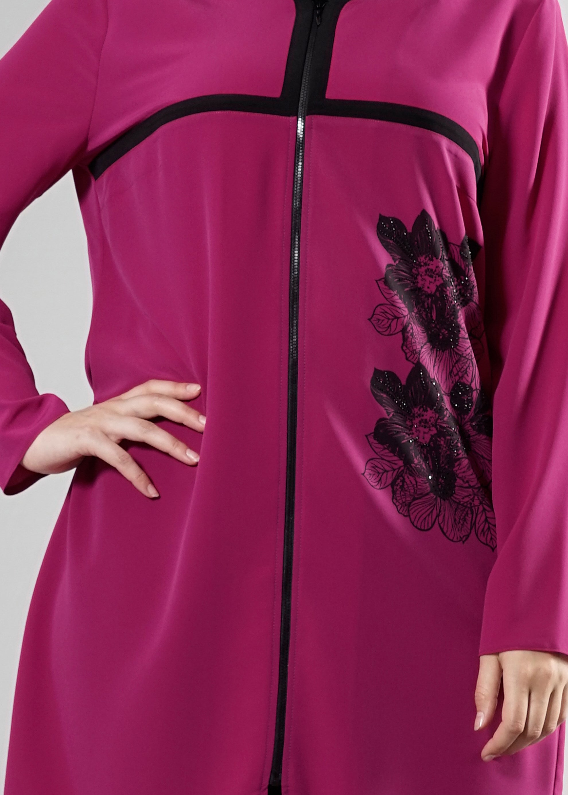 Tesettür giyim MOR NAKIŞ İŞLEMELİ TUNİK 2562