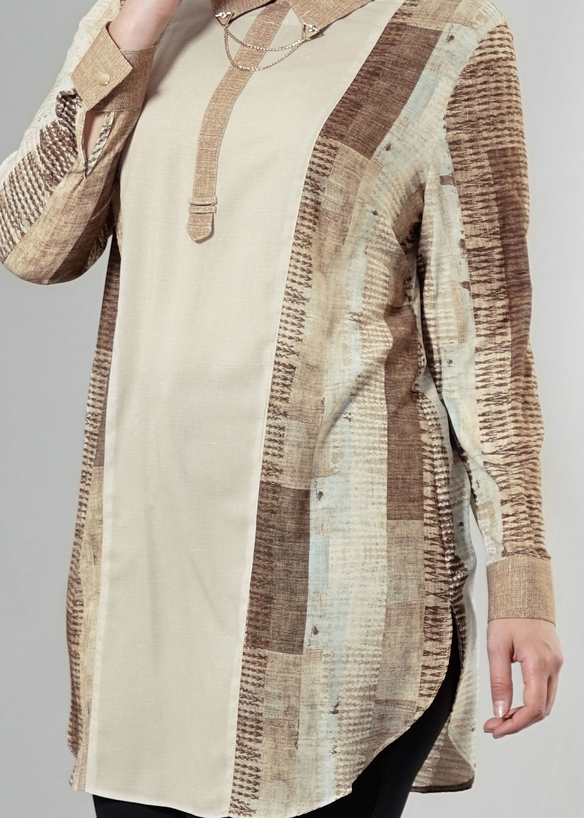 Tesettür giyim VİZON 2571 Rosa Tesettür 9881 Tunik 44/48 TEK46