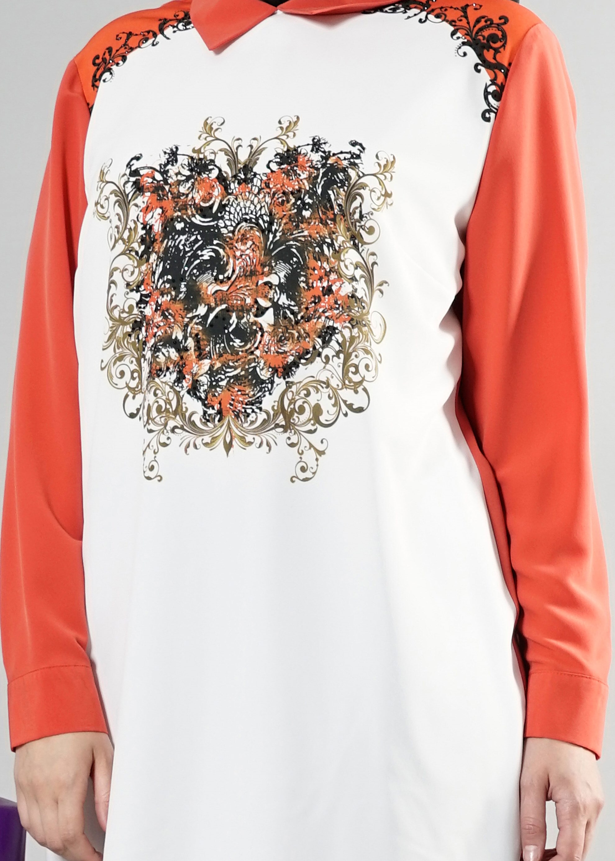 Tesettür giyim TURUNCU 2579 Criss Tesettür Tunik 44/50 TEK42