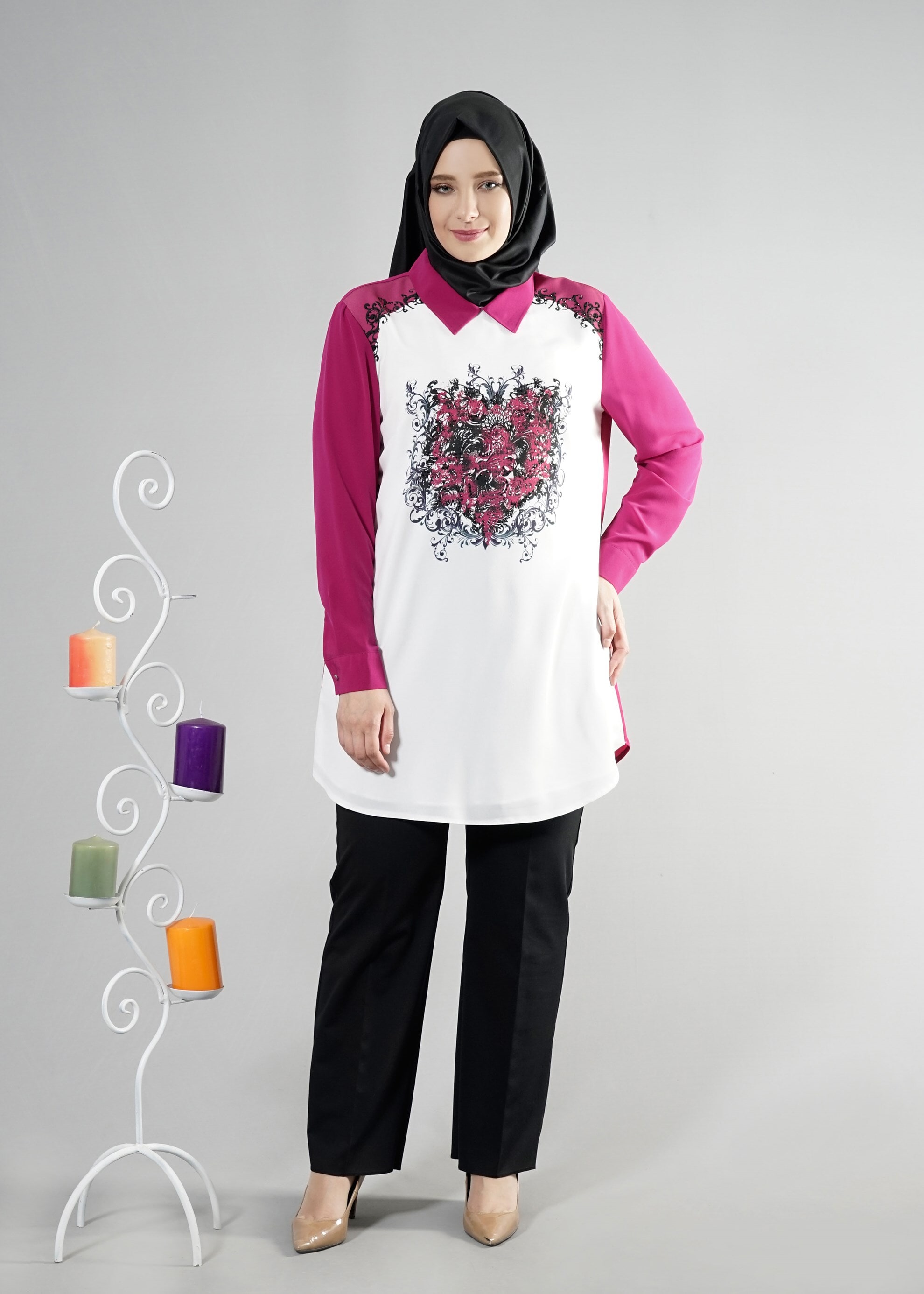 Tesettür giyim MOR 2579 Criss Tesettür Tunik 44/50 TEK42