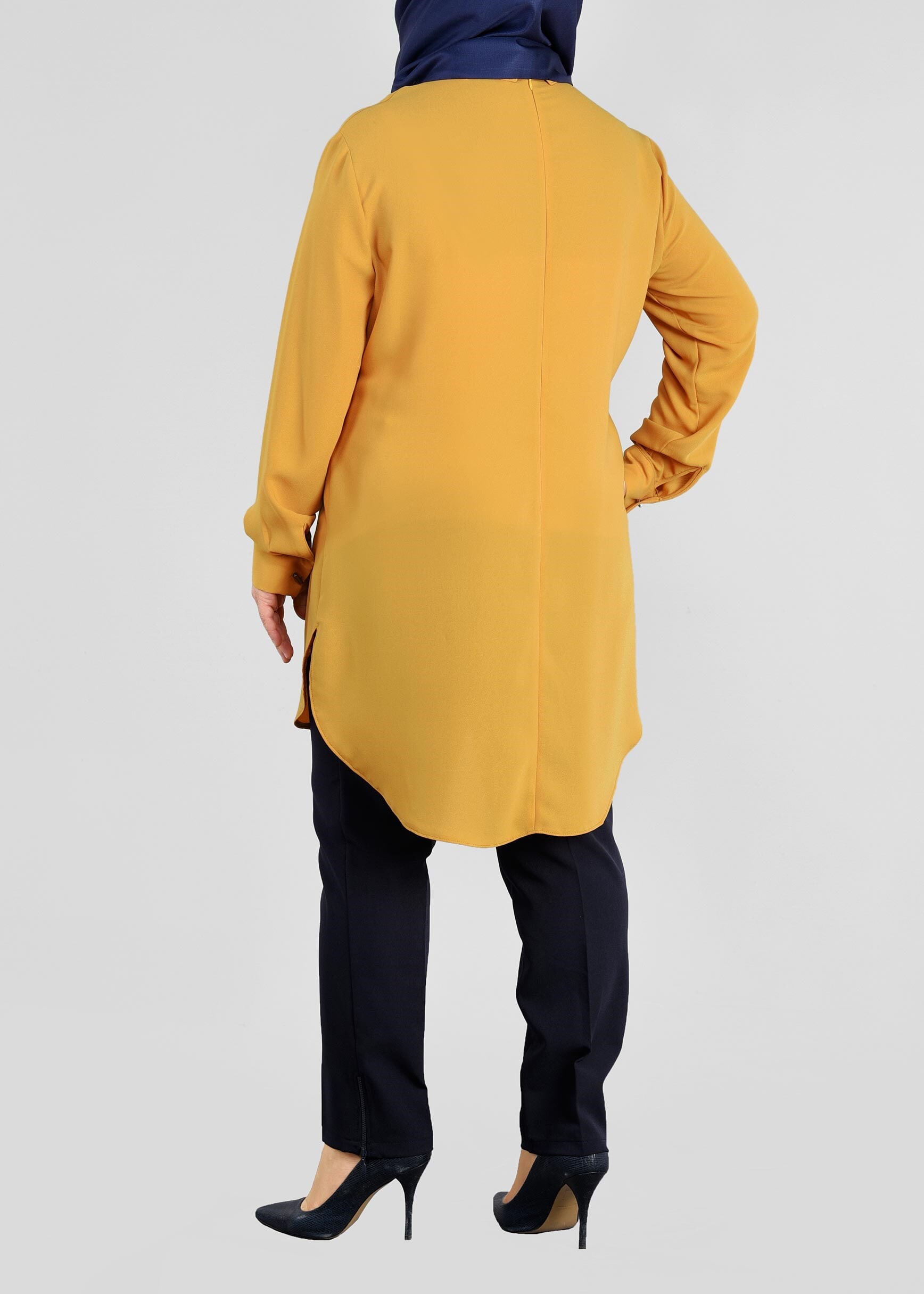 Tesettür giyim SARI İŞLEME DETAYLI TUNİK 2581 