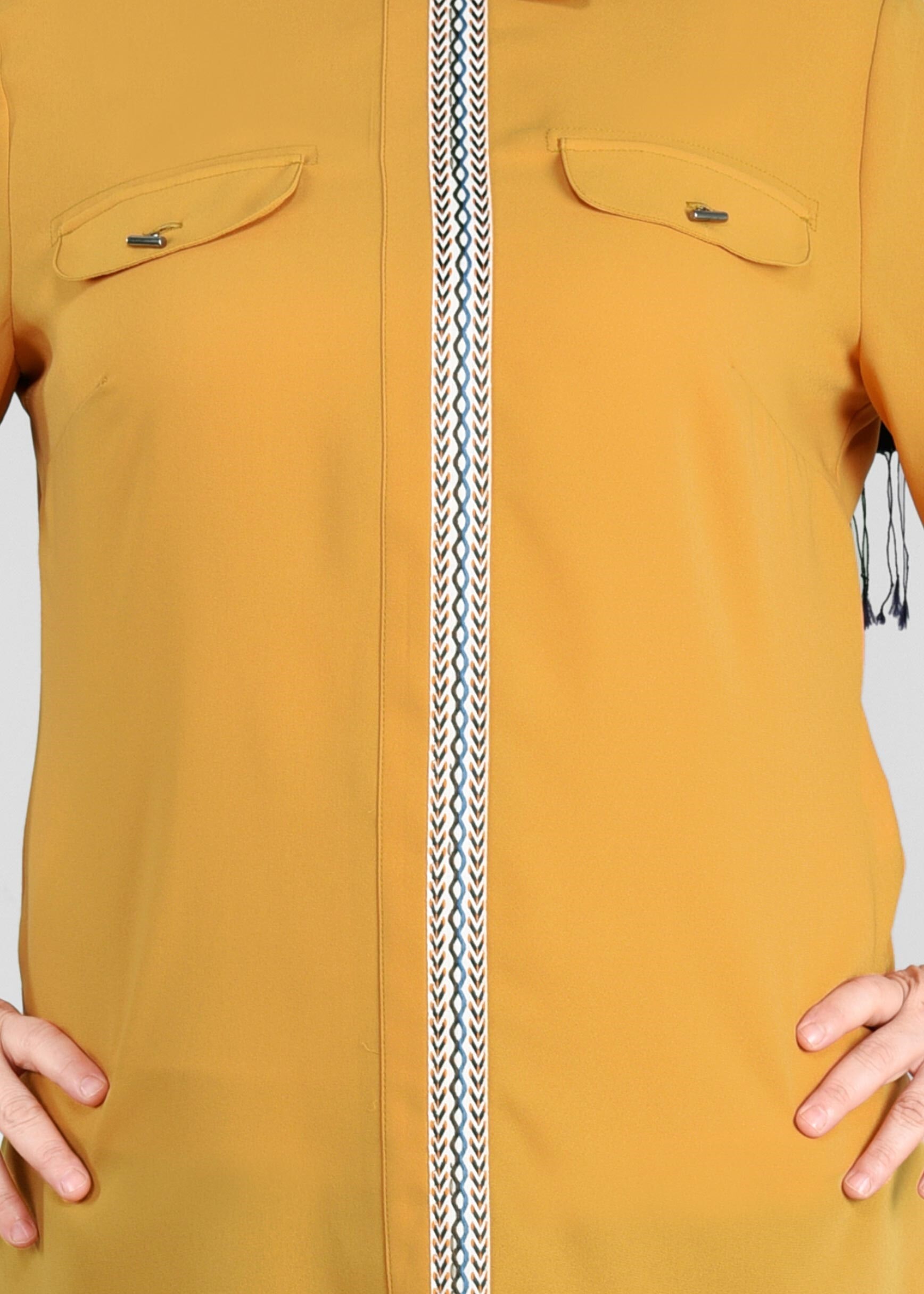 Tesettür giyim SARI İŞLEME DETAYLI TUNİK 2581 