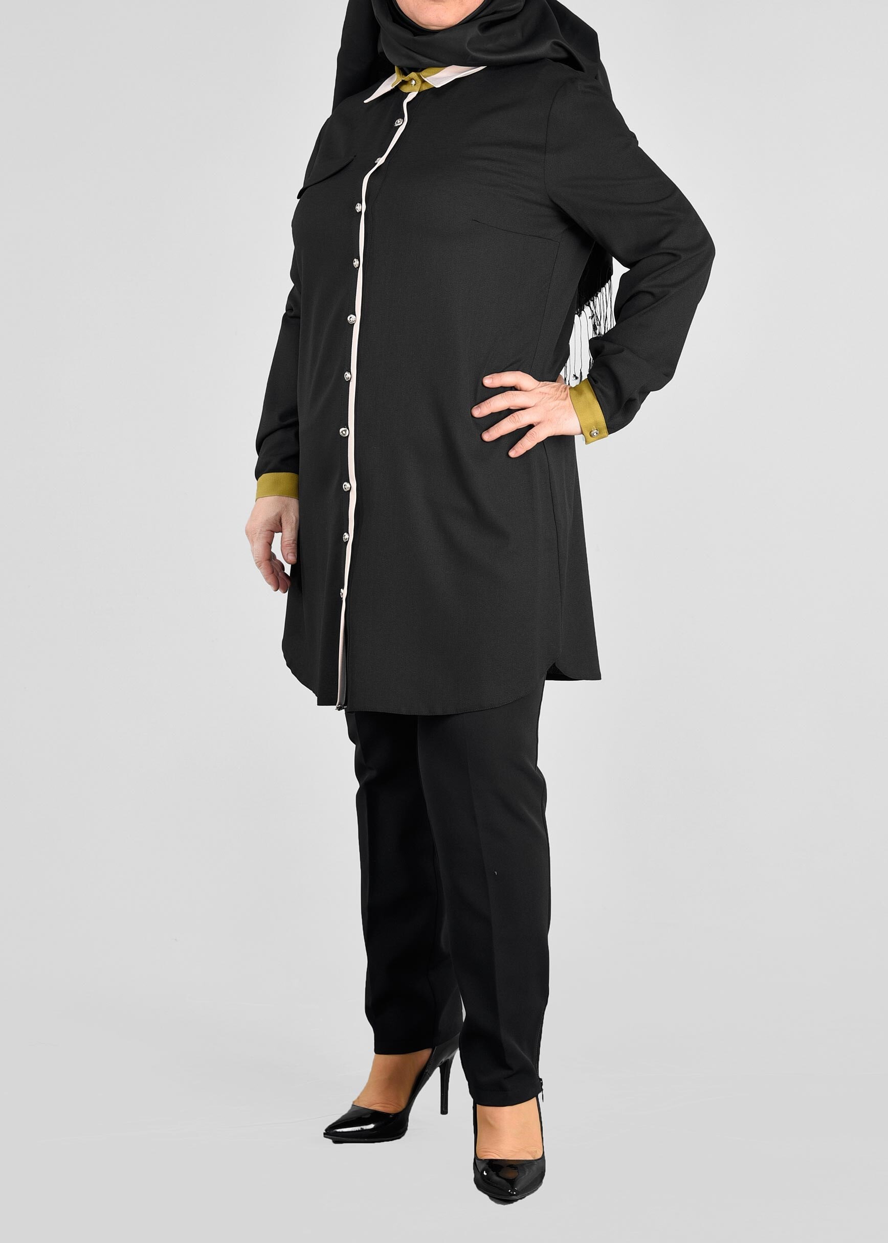 Tesettür giyim SİYAH 2585 NORA TUNİK 42/48 TEK44