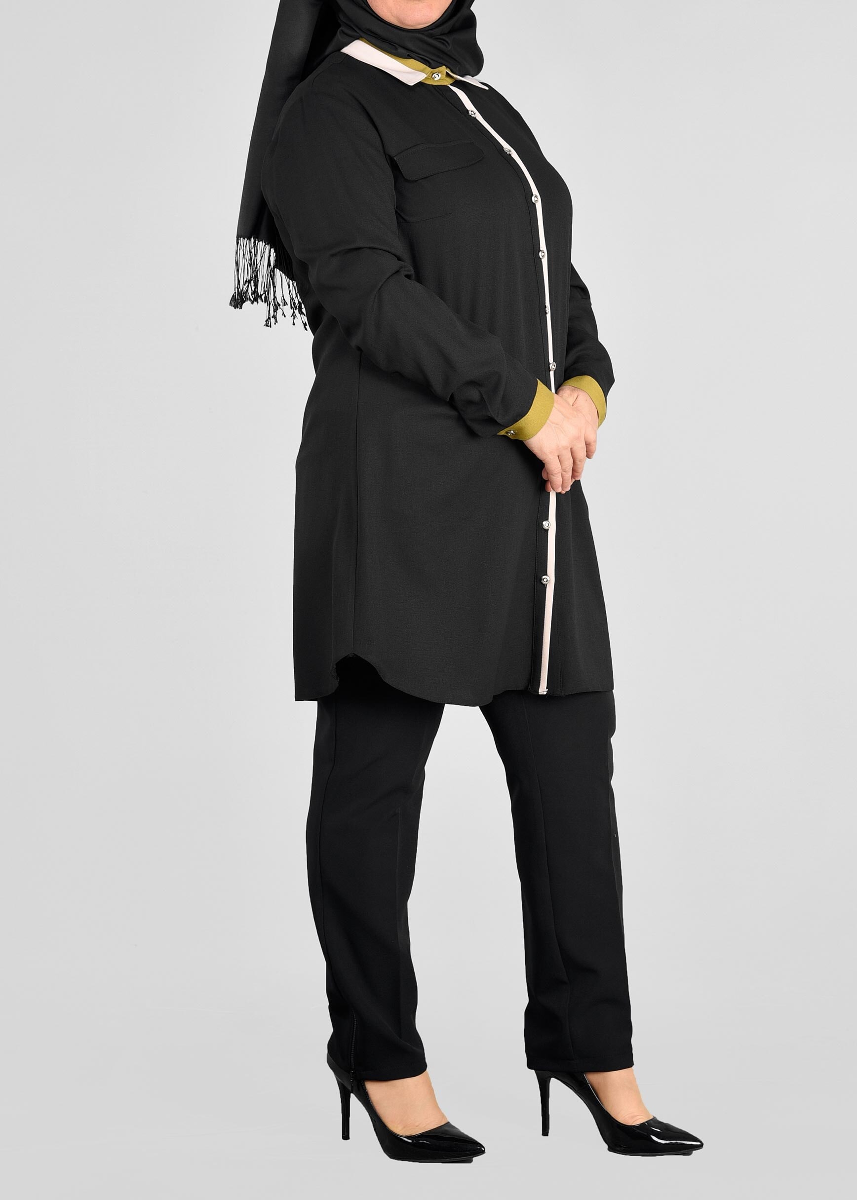 Tesettür giyim SİYAH 2585 NORA TUNİK 42/48 TEK44