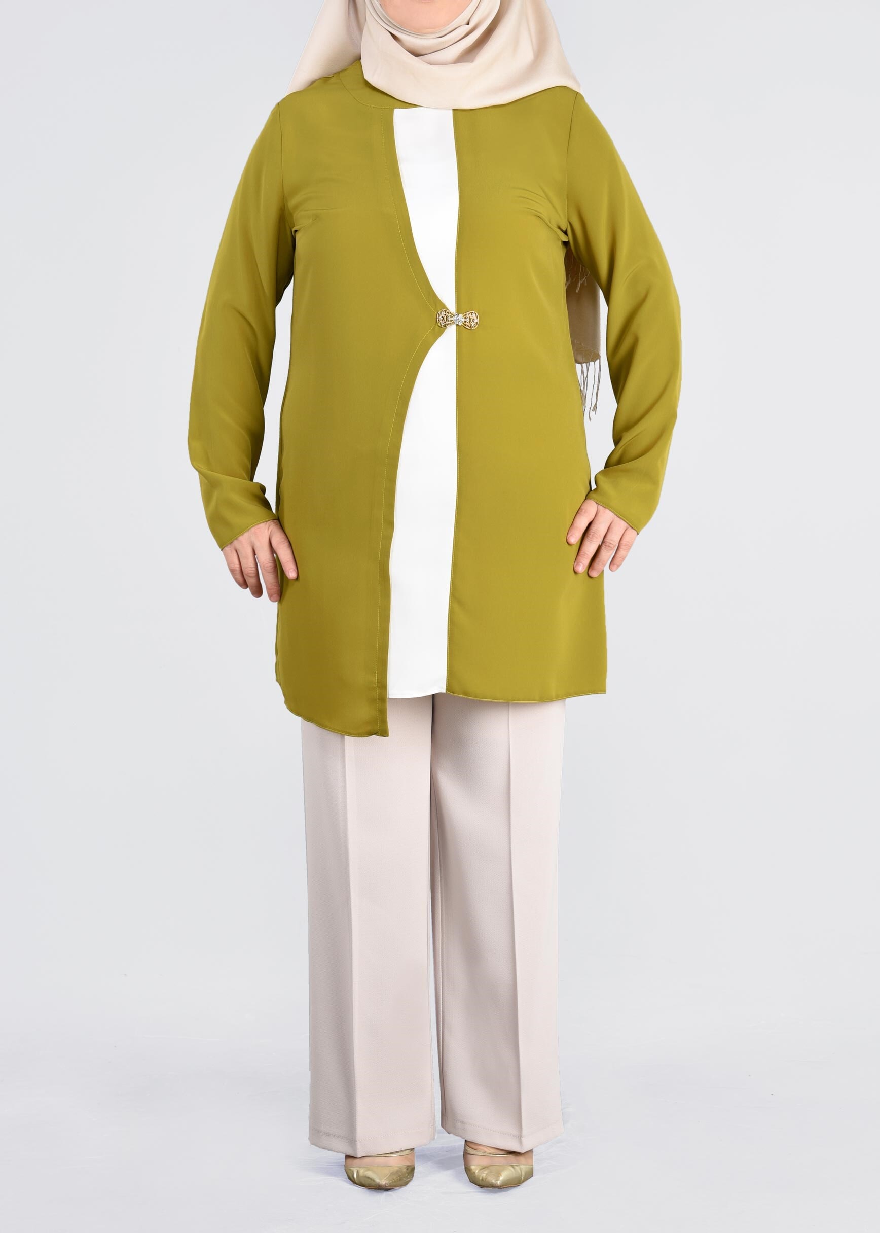 Tesettür giyim YEŞİL 2586 NEW LOREN TUNİK 44/48 TEK42