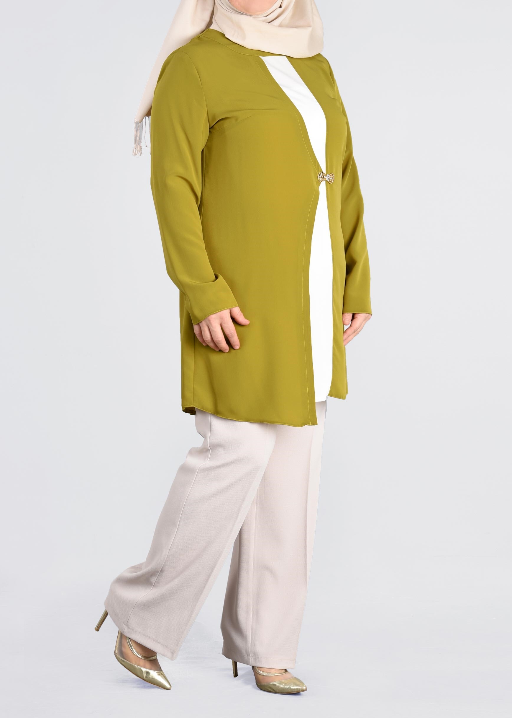 Tesettür giyim YEŞİL 2586 NEW LOREN TUNİK 44/48 TEK42