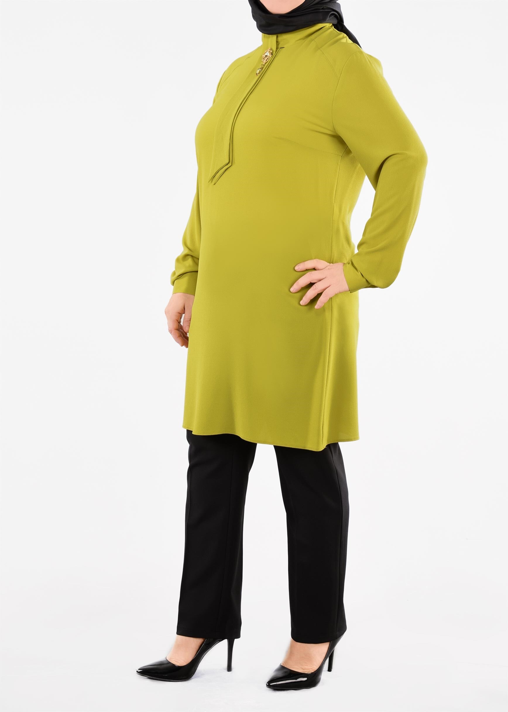 Tesettür giyim YEŞİL 2591 NİŞANTAŞI TUNİK 44/50 TEK42