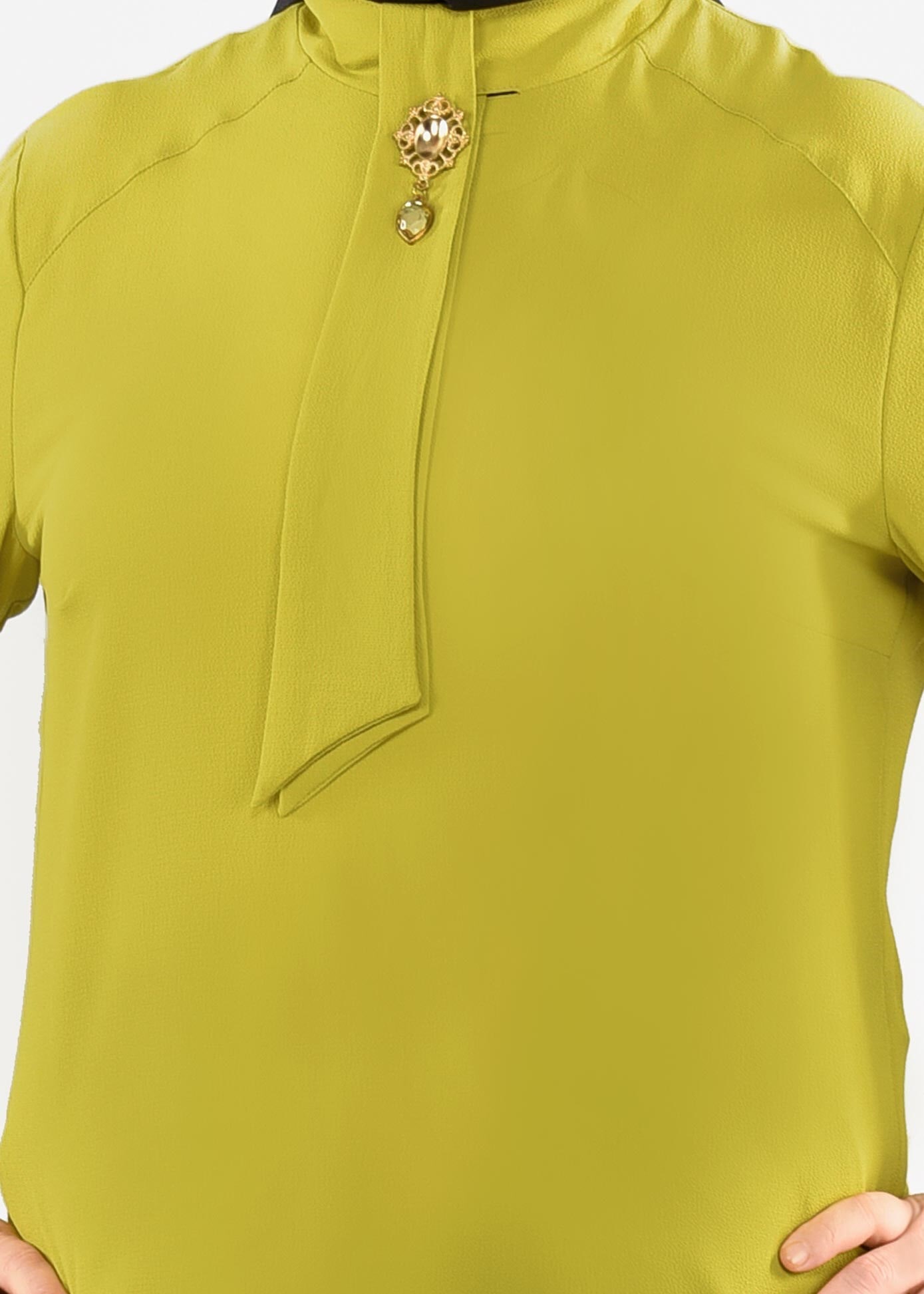 Tesettür giyim YEŞİL 2591 NİŞANTAŞI TUNİK 44/50 TEK42