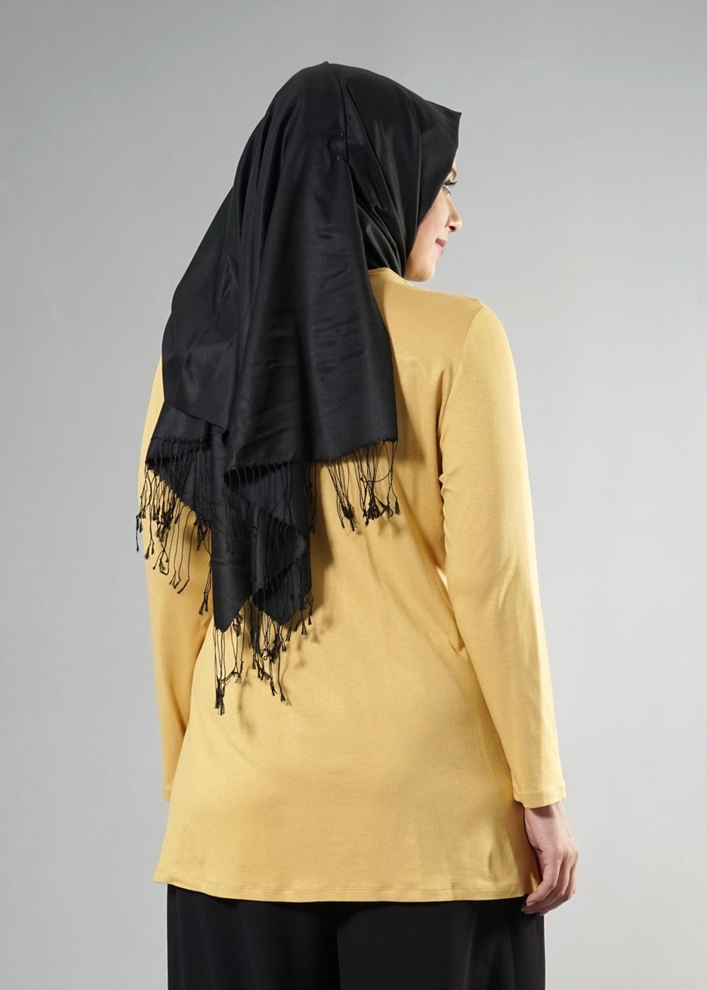 Tesettür giyim SARI 2602 NEW VİSCON TUNİK LYCRA 44/48