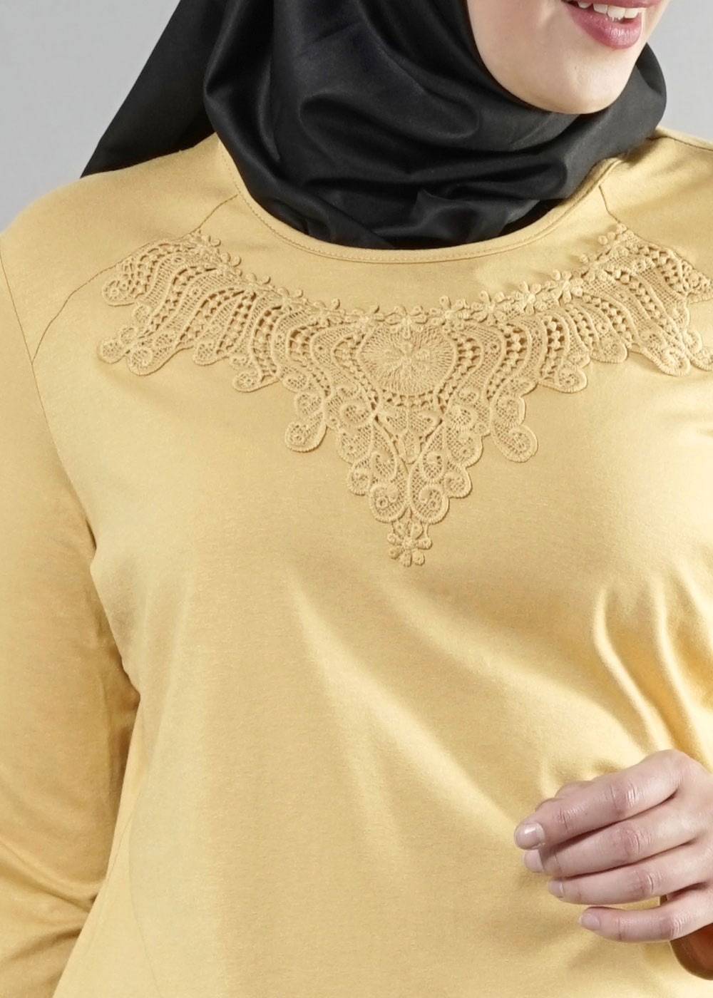 Tesettür giyim SARI 2602 NEW VİSCON TUNİK LYCRA 44/48