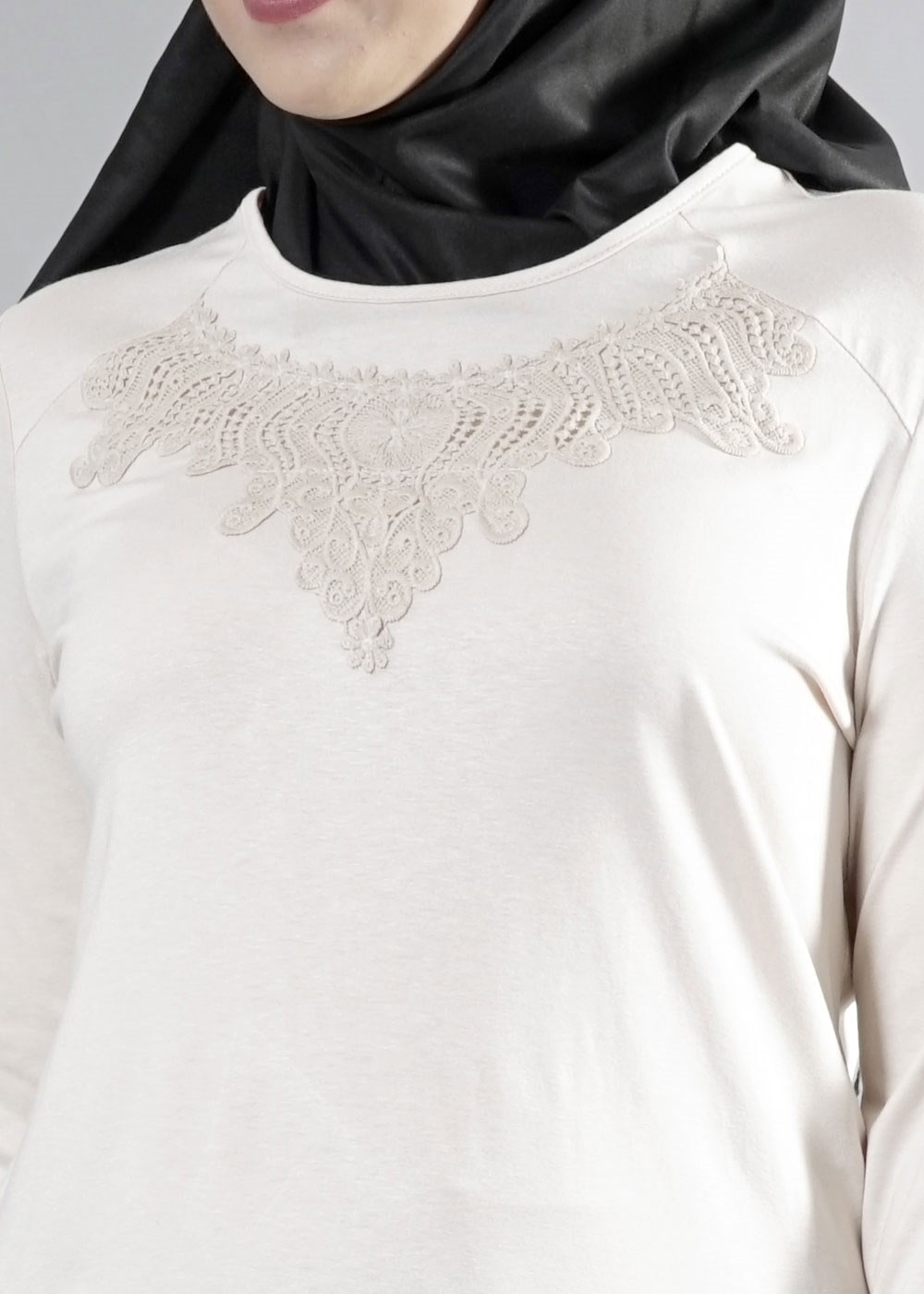 Tesettür giyim EKRU 2602 NEW VİSCON TUNİK LYCRA 44/48