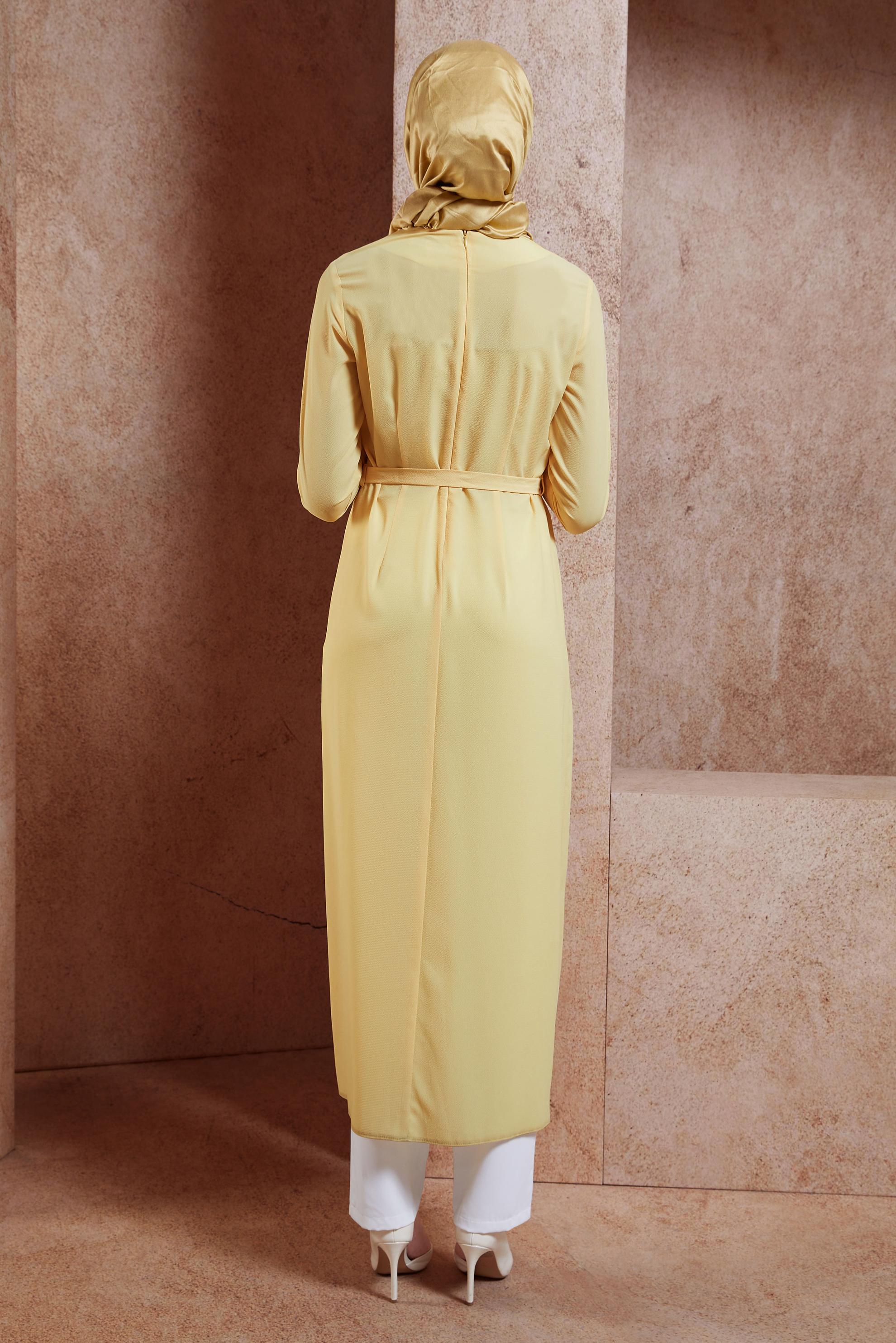 Tesettür giyim SARI ASİMETRİK KESİM TUNİK 4236 