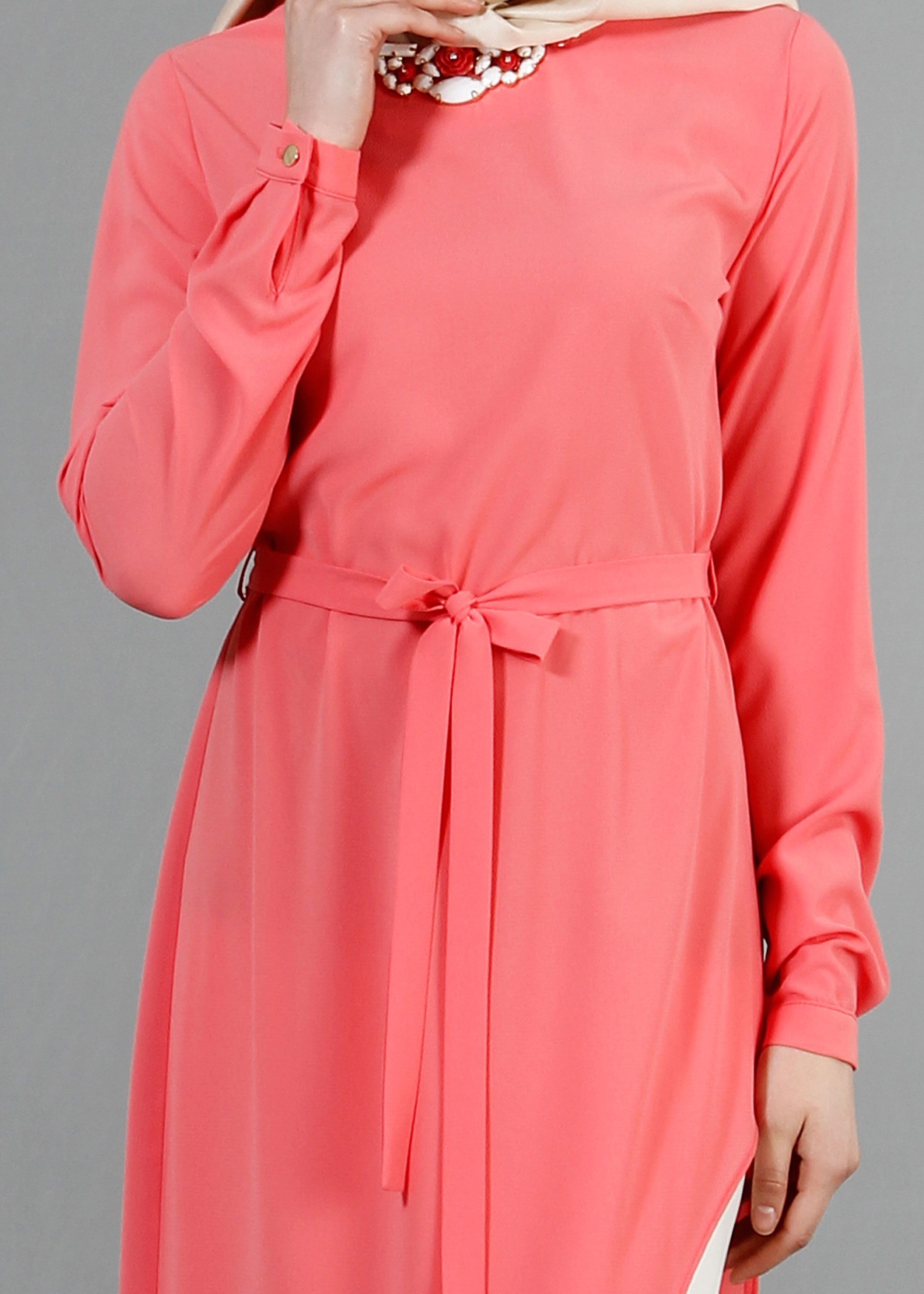 Tesettür giyim MERCAN ASİMETRİK KESİM TUNİK 4236 