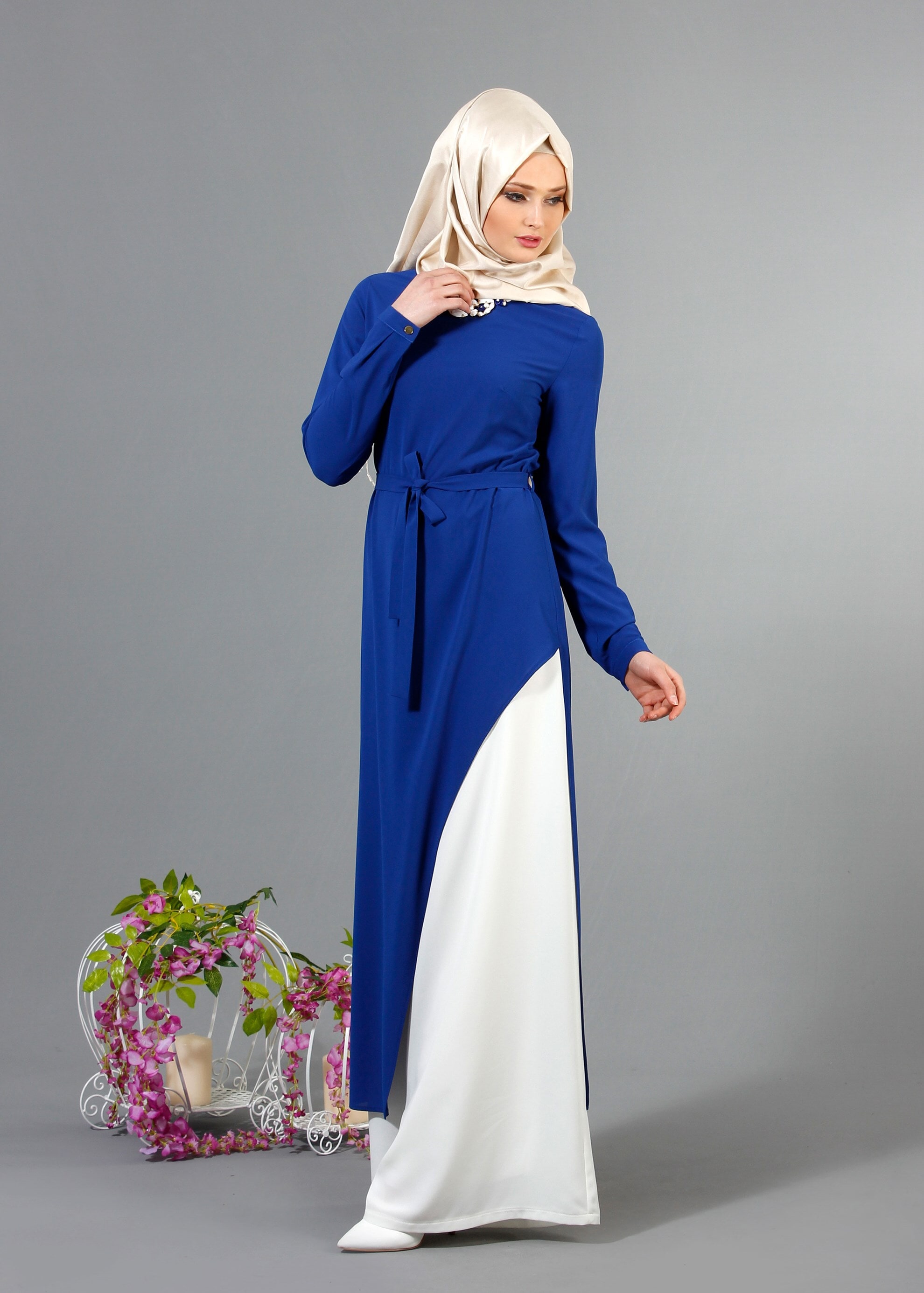 Tesettür giyim LACİVERT ASİMETRİK KESİM TUNİK 4236 