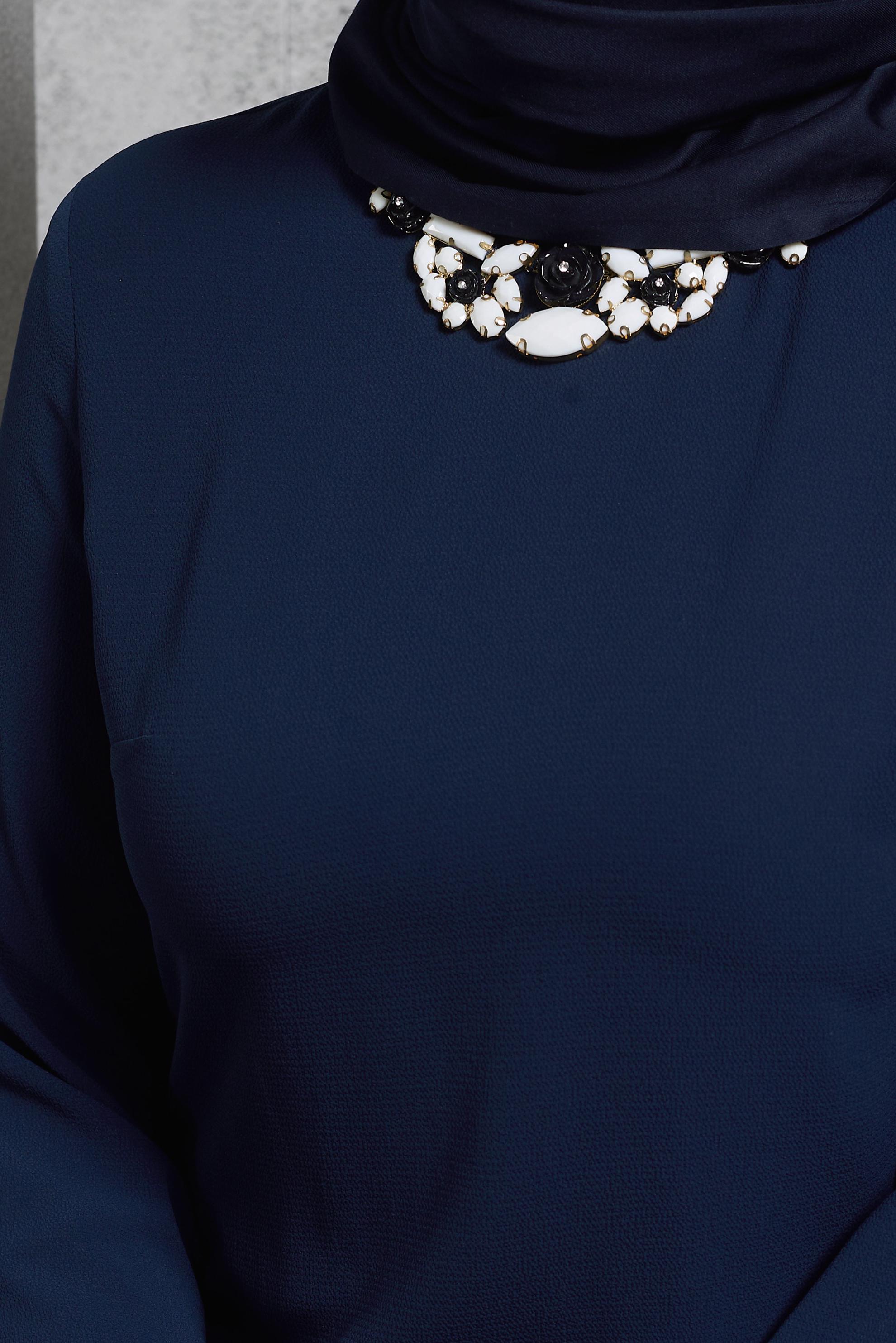 Tesettür giyim LACİVERT ASİMETRİK KESİM TUNİK 4236 