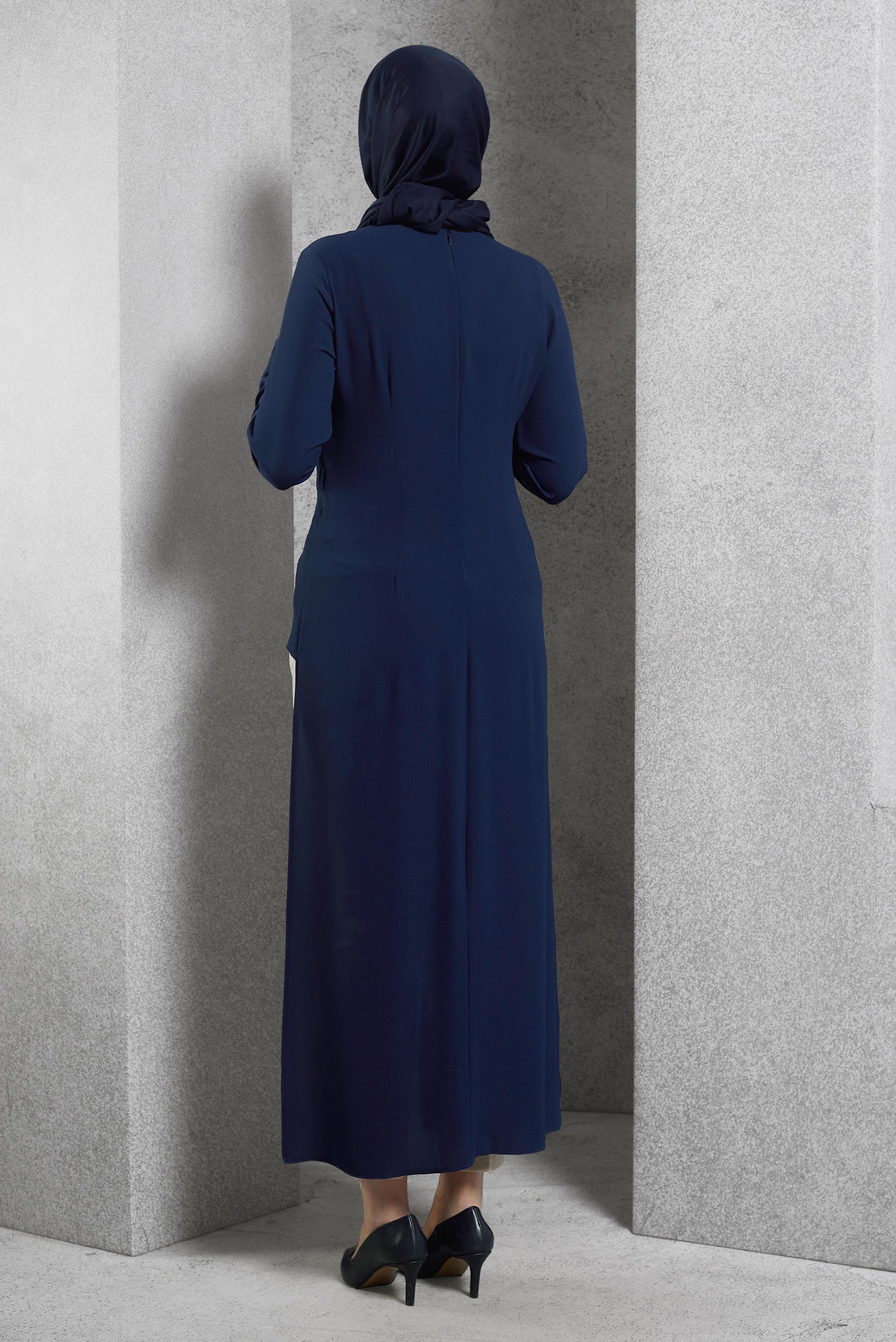 Tesettür giyim LACİVERT ASİMETRİK KESİM TUNİK 4236 