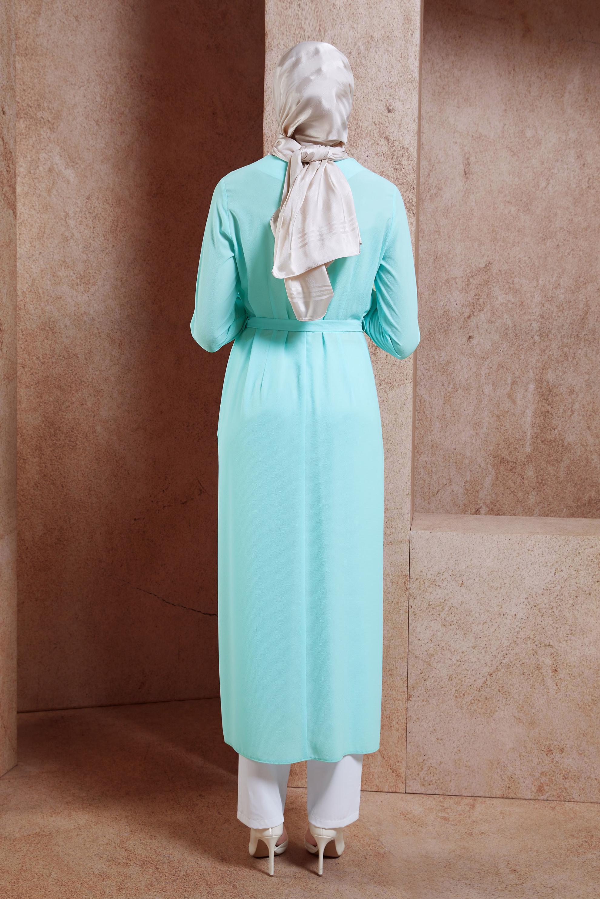 Tesettür giyim YEŞİL ASİMETRİK KESİM TUNİK 4236 