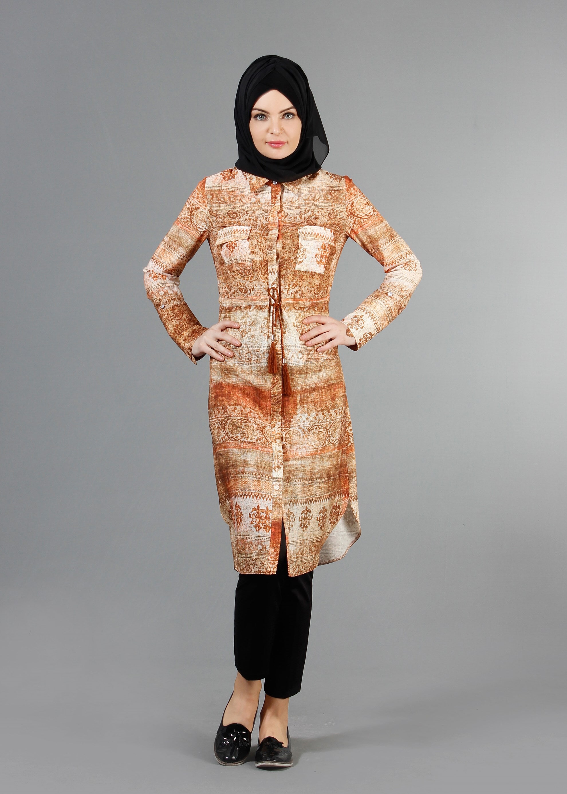 Tesettür giyim BAKIR / BRONZ 4256 Rosa Tesettür Tunik 36/46(38/40) TEK42