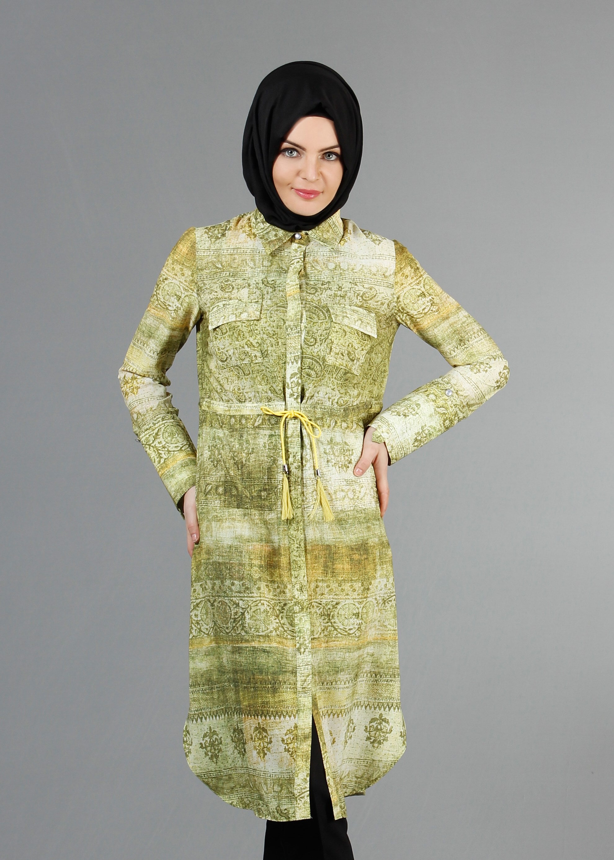 Tesettür giyim YEŞİL 4256 Rosa Tesettür Tunik 36/46(38/40) TEK42