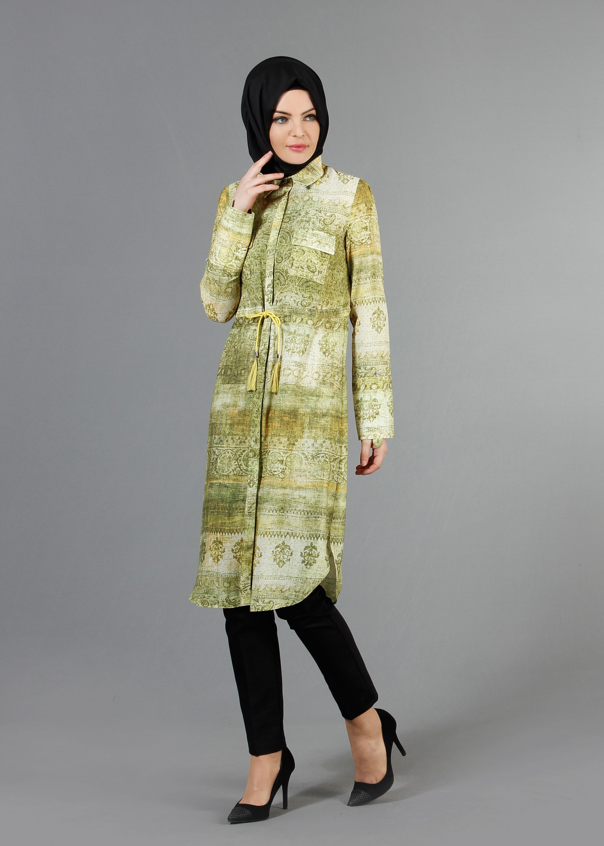 Tesettür giyim YEŞİL 4256 Rosa Tesettür Tunik 36/46(38/40) TEK42