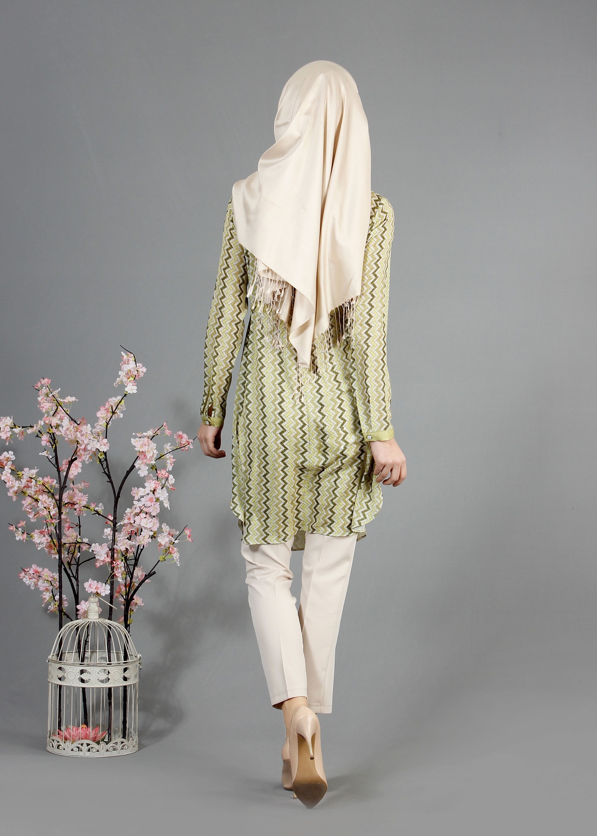 Tesettür giyim HAKİ 4263 Maglia Tesettür Tunik  36/44(38/40)