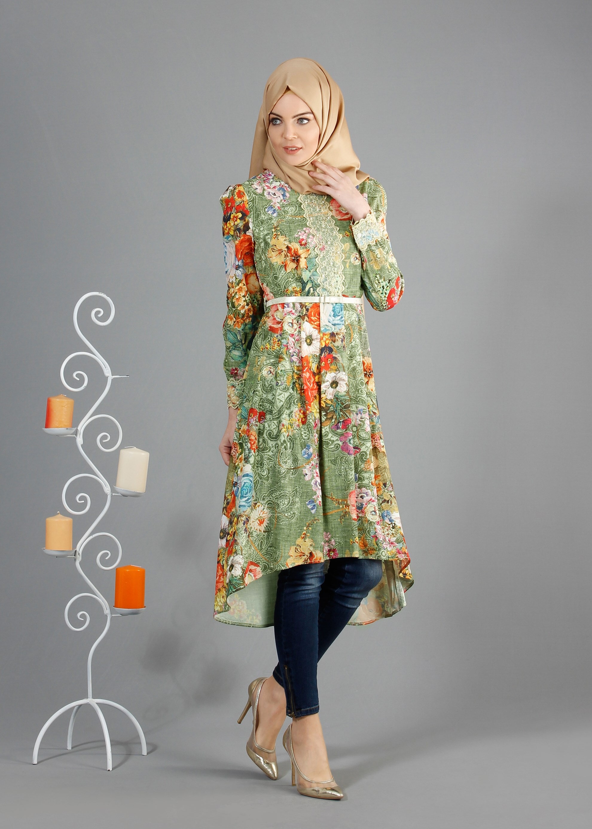 Tesettür giyim HAKİ 4280 Rosa Tesettür Tunik 36/44(38-40) TEK42