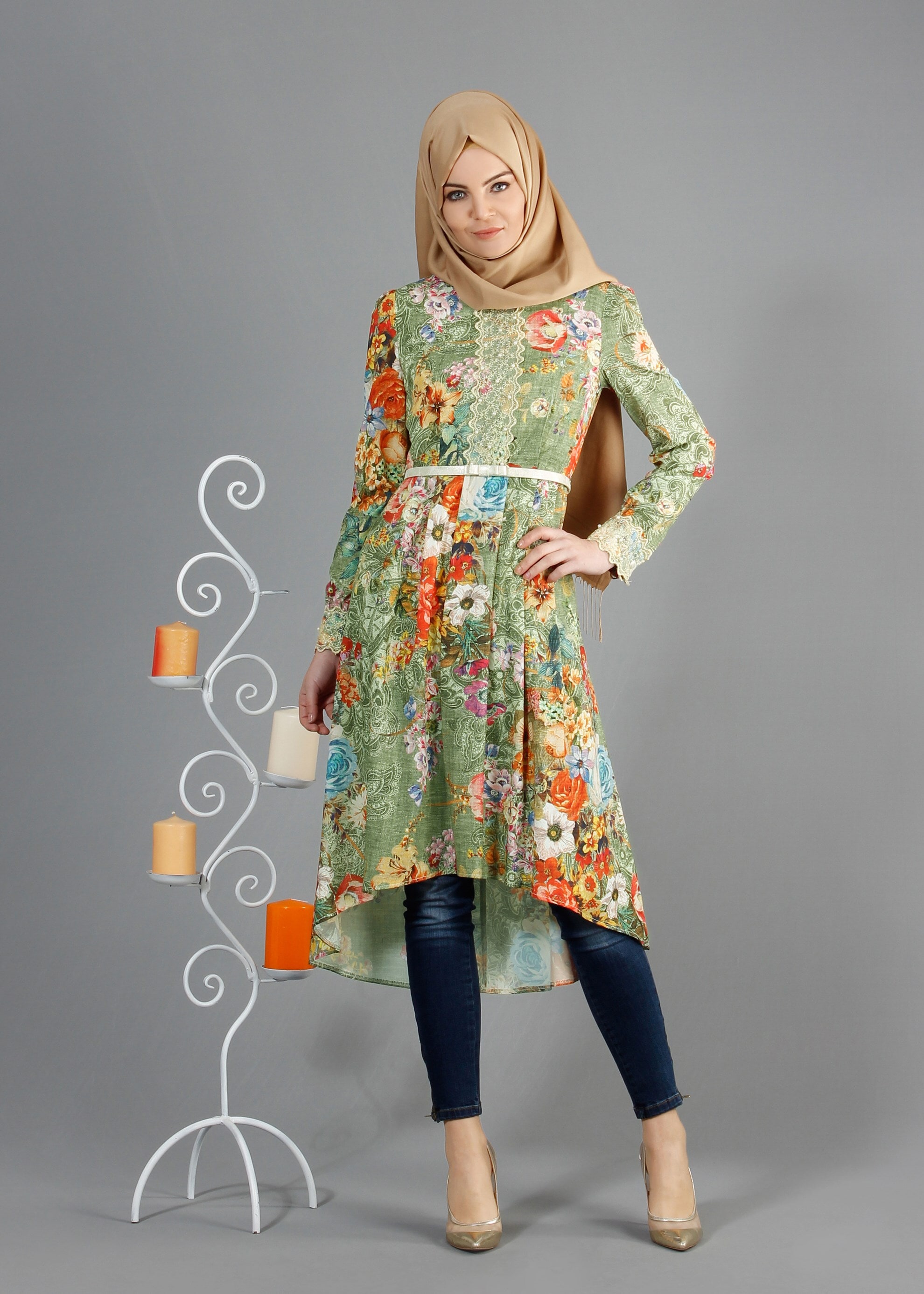 Tesettür giyim HAKİ 4280 Rosa Tesettür Tunik 36/44(38-40) TEK42