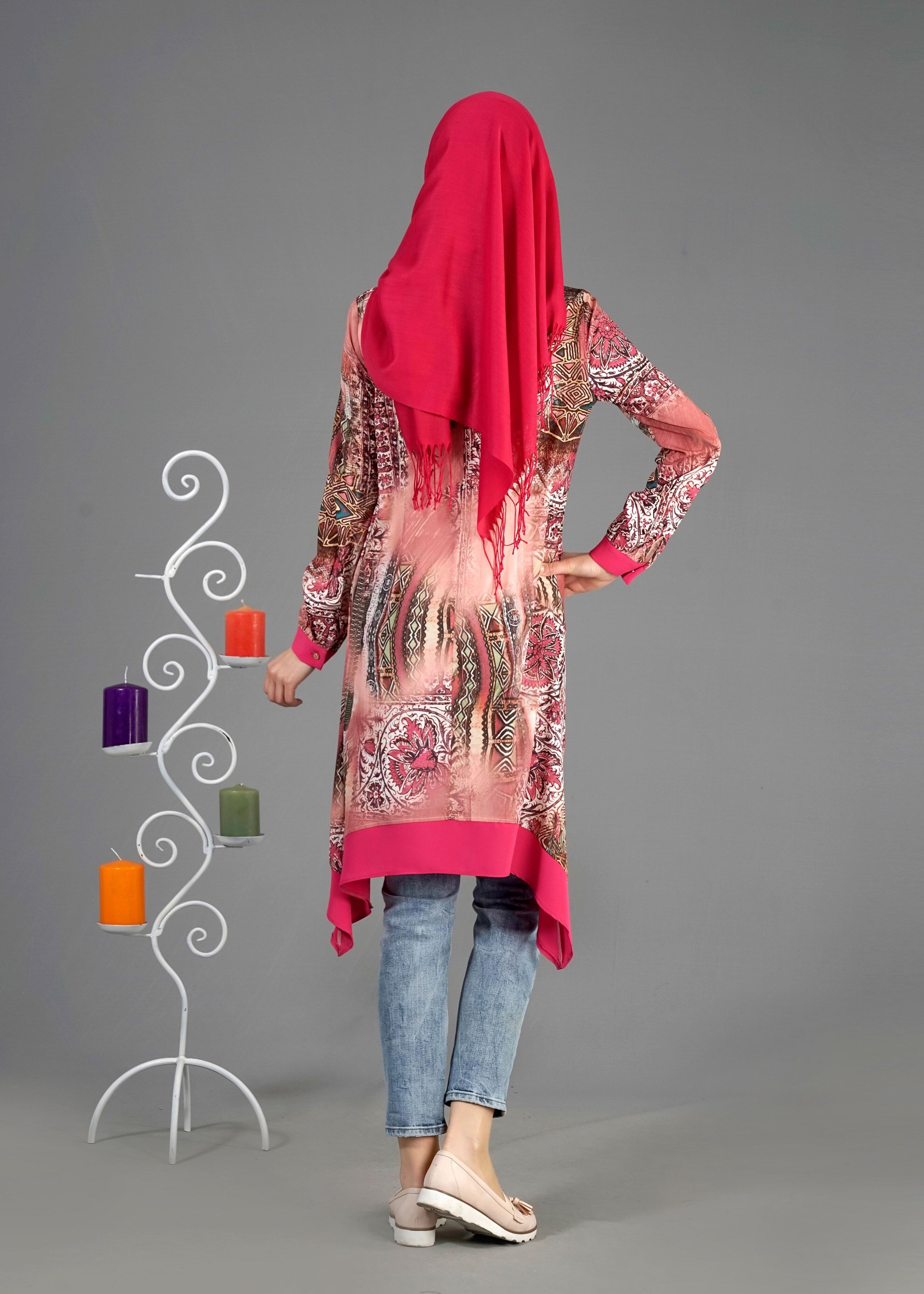 Tesettür giyim PUDRA 4282 Rosa Tesettür 9681 Tunik 38/44