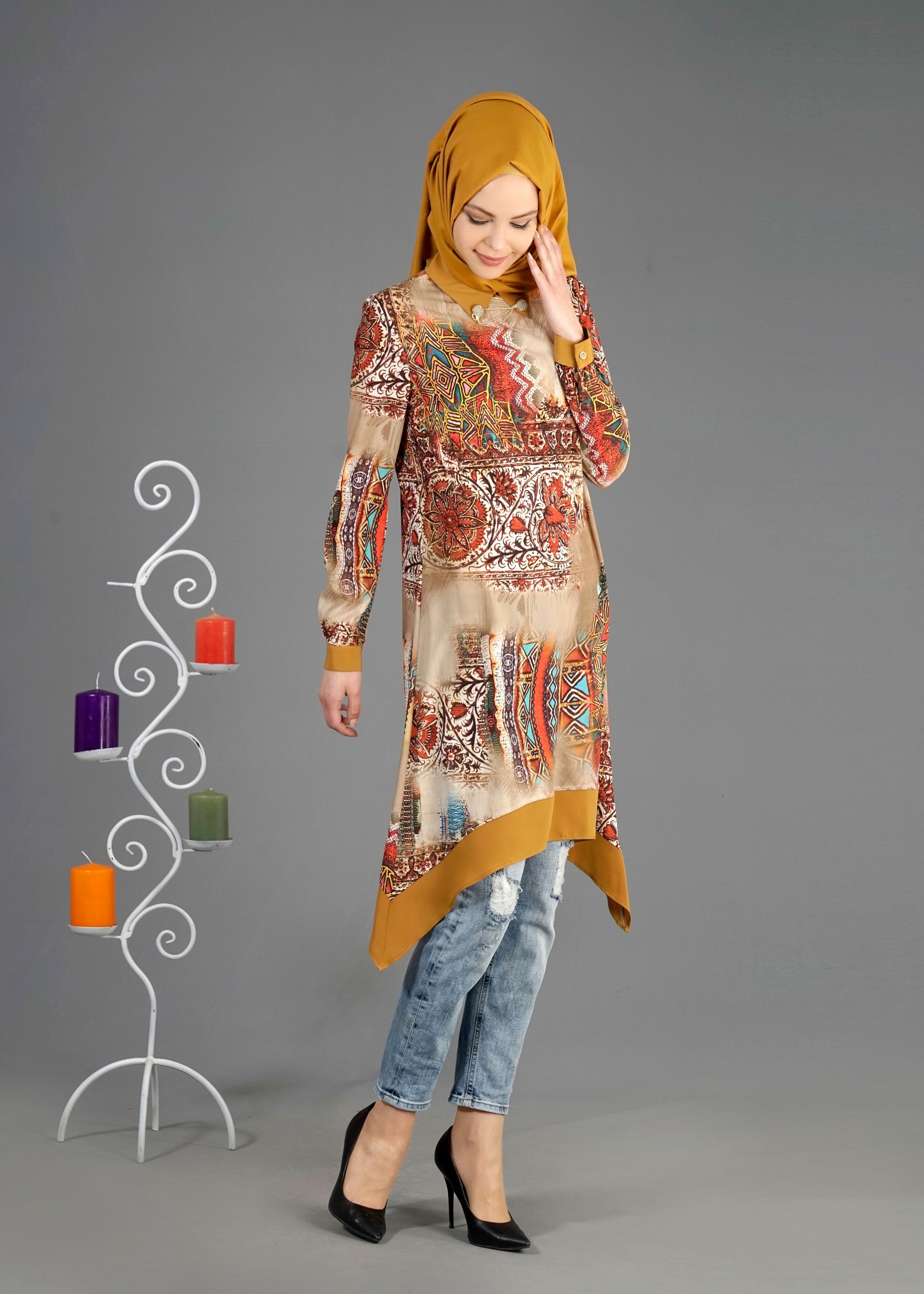 Tesettür giyim VİZON 4282 Rosa Tesettür 9681 Tunik 38/44