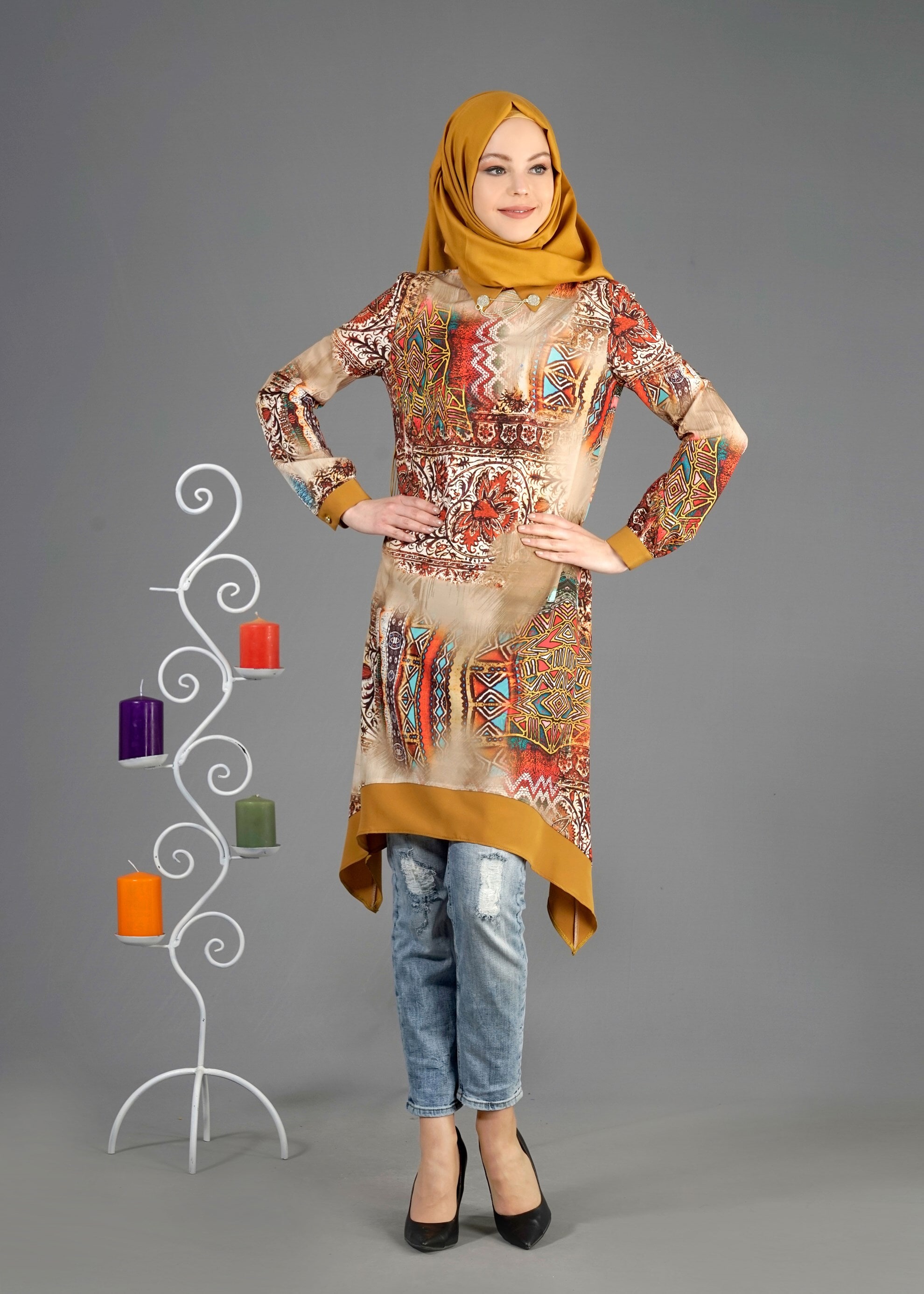 Tesettür giyim VİZON 4282 Rosa Tesettür 9681 Tunik 38/44