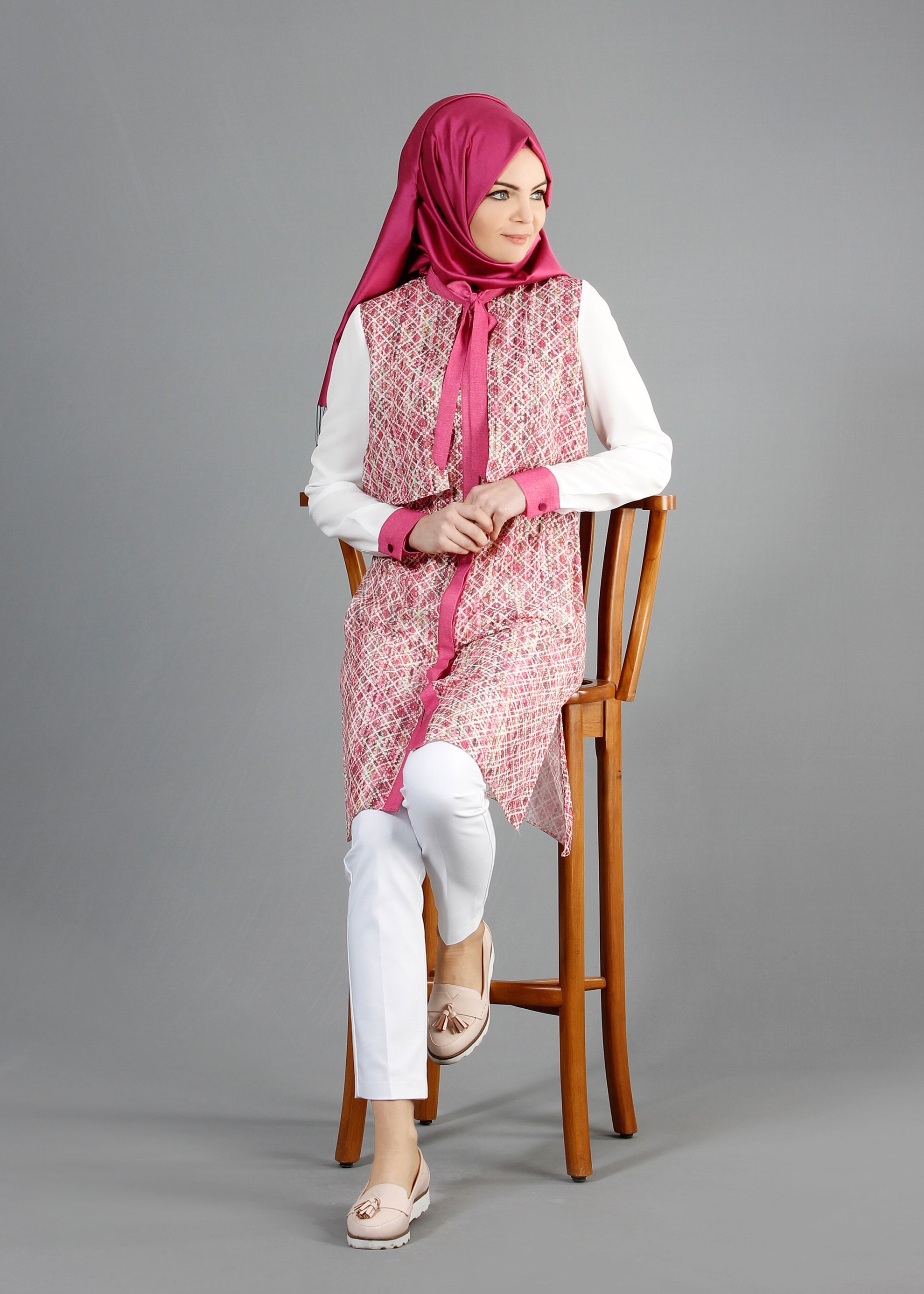 Tesettür giyim FUŞYA DESENLİ TUNİK 4306 