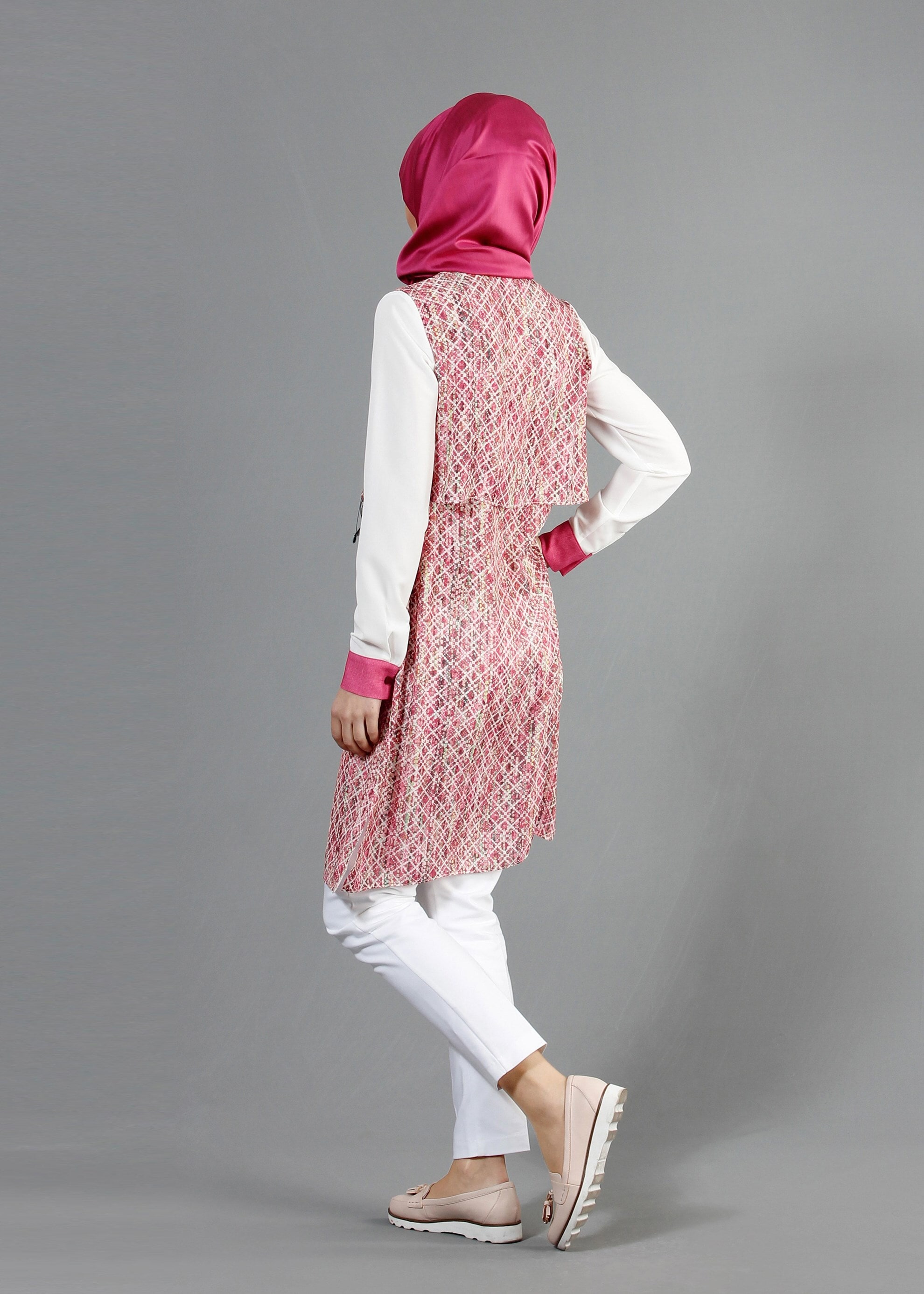 Tesettür giyim FUŞYA DESENLİ TUNİK 4306 