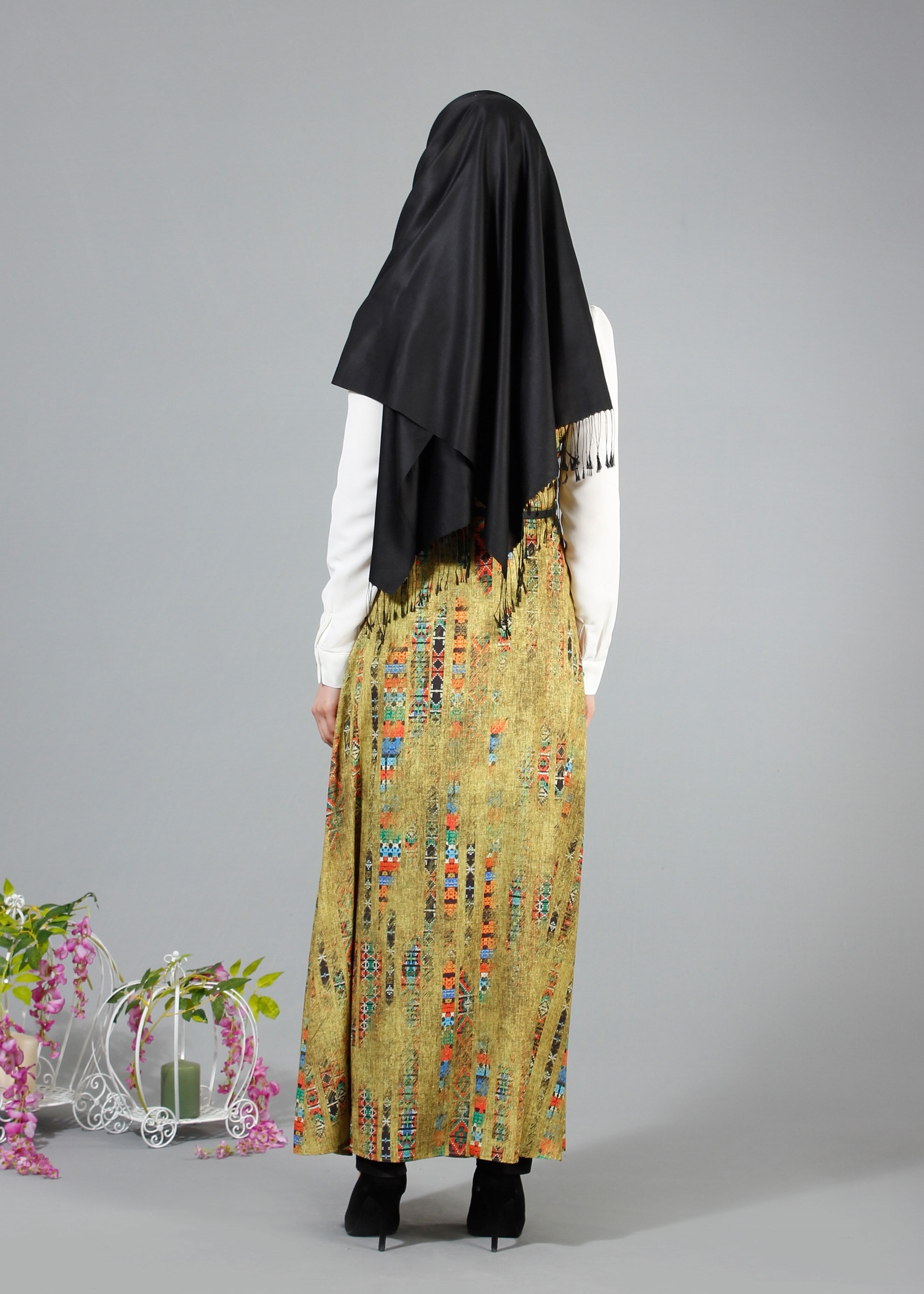 Tesettür giyim YEŞİL DESENLİ İKİLİ TUNİK 4331 