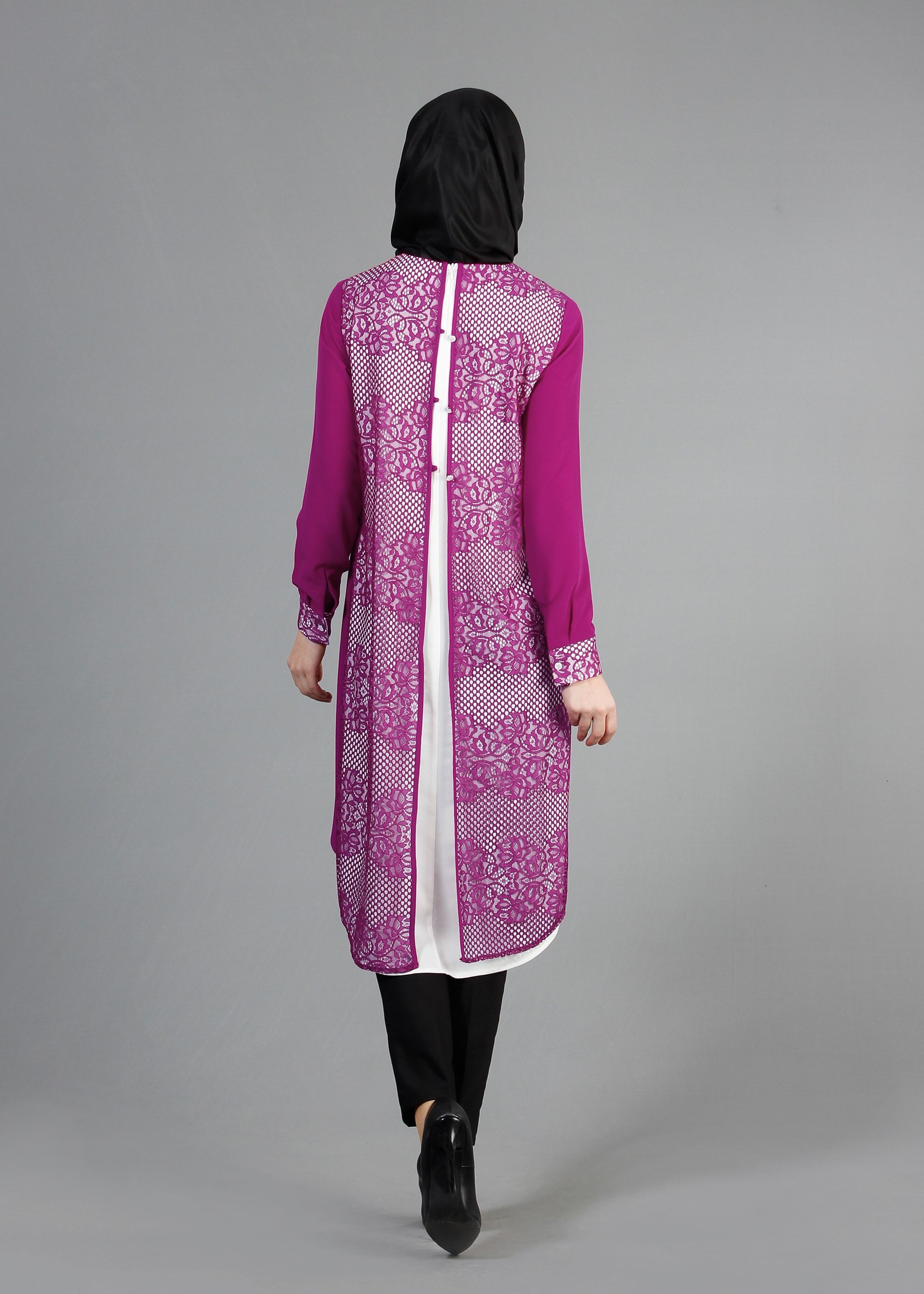 Tesettür giyim MOR ASİMETRİK KESİM TUNİK 4332