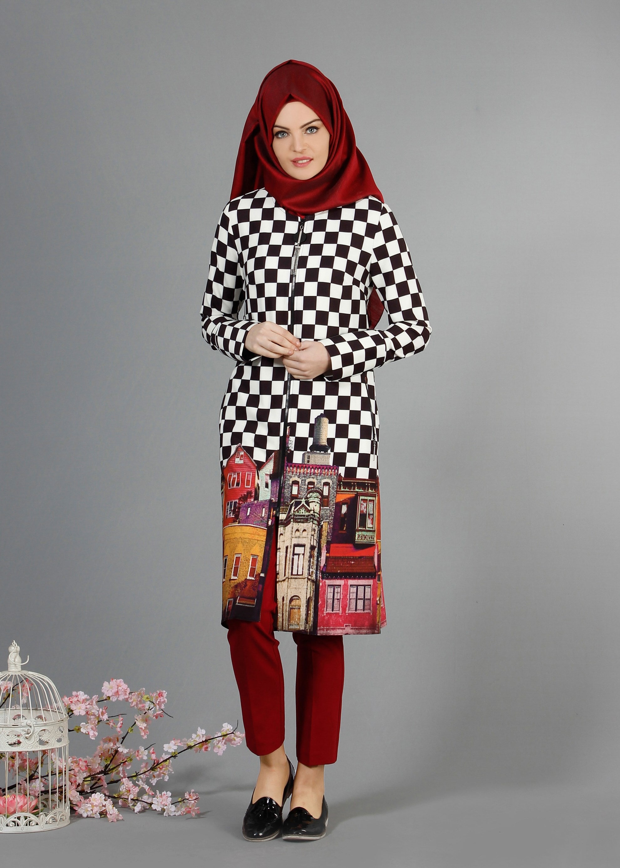 Tesettür giyim SİYAH 4356 Meriva Tesettür Tunik  38/44