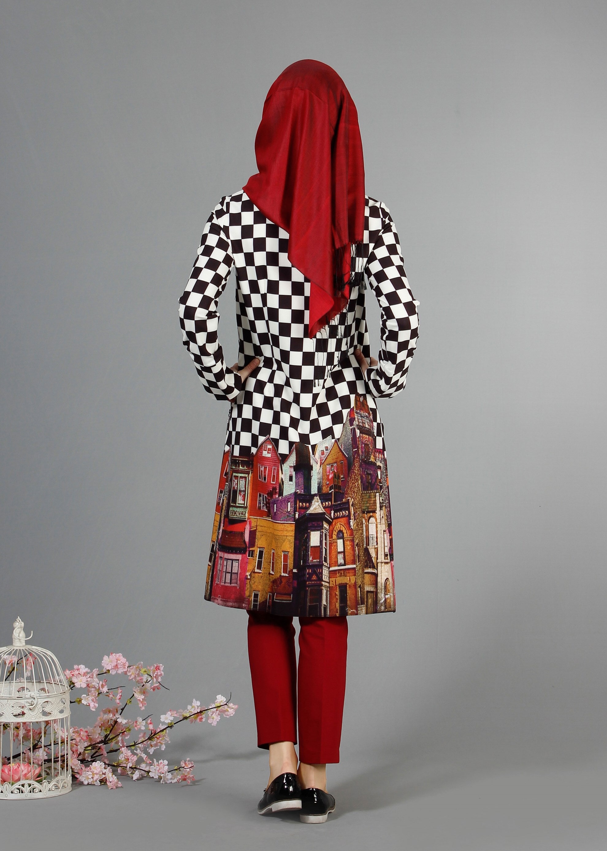 Tesettür giyim SİYAH 4356 Meriva Tesettür Tunik  38/44