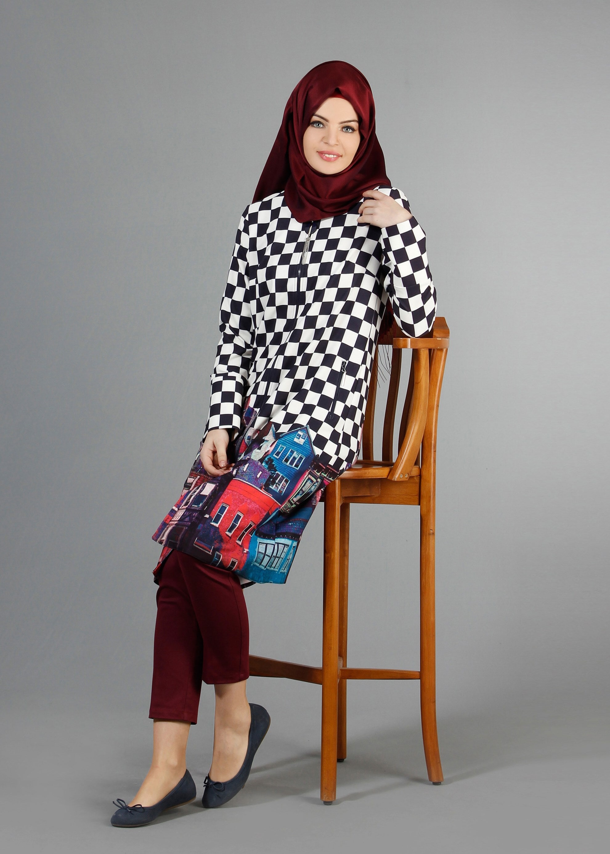 Tesettür giyim LACİVERT 4356 Meriva Tesettür Tunik  38/44